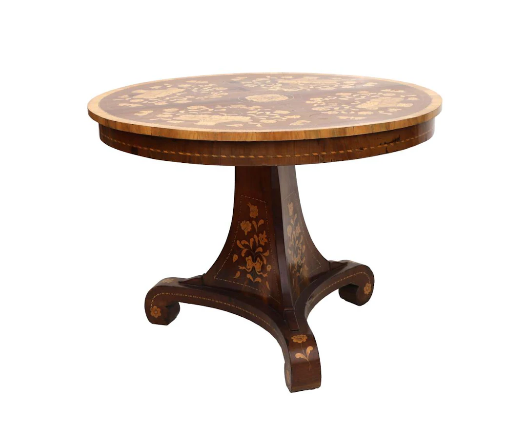 A wooden inlaid coffee table, Europe, 19th century