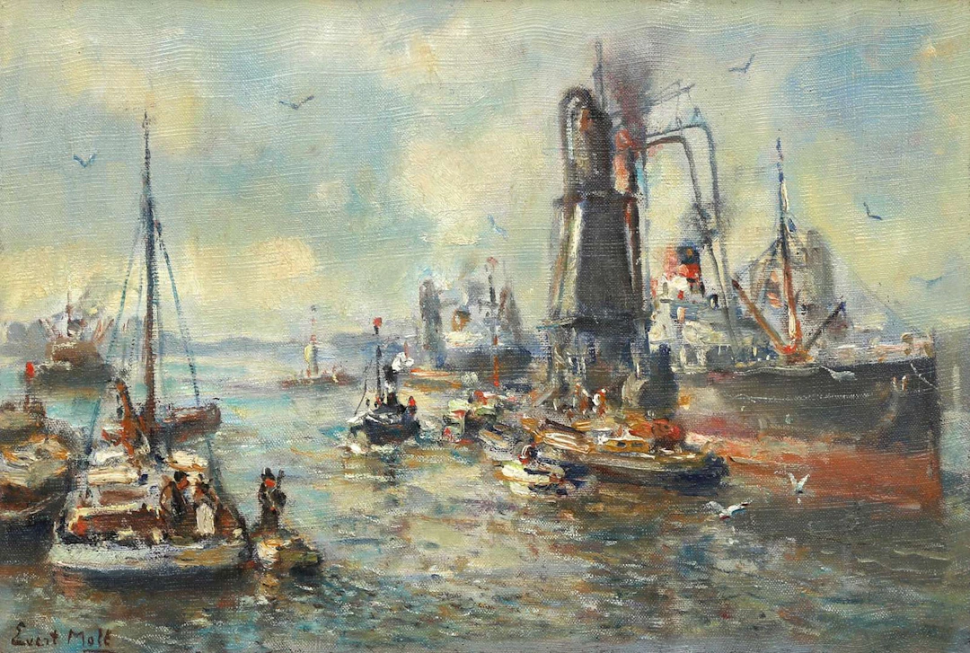 Evert Moll (1878–1955), Maashaven with grain silo