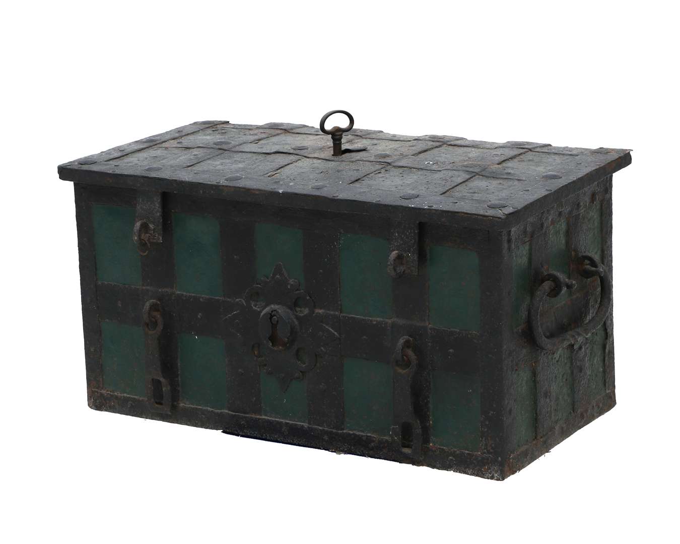 A wrought-iron 'Nuremberg' money chest, probably Germany, 18th century