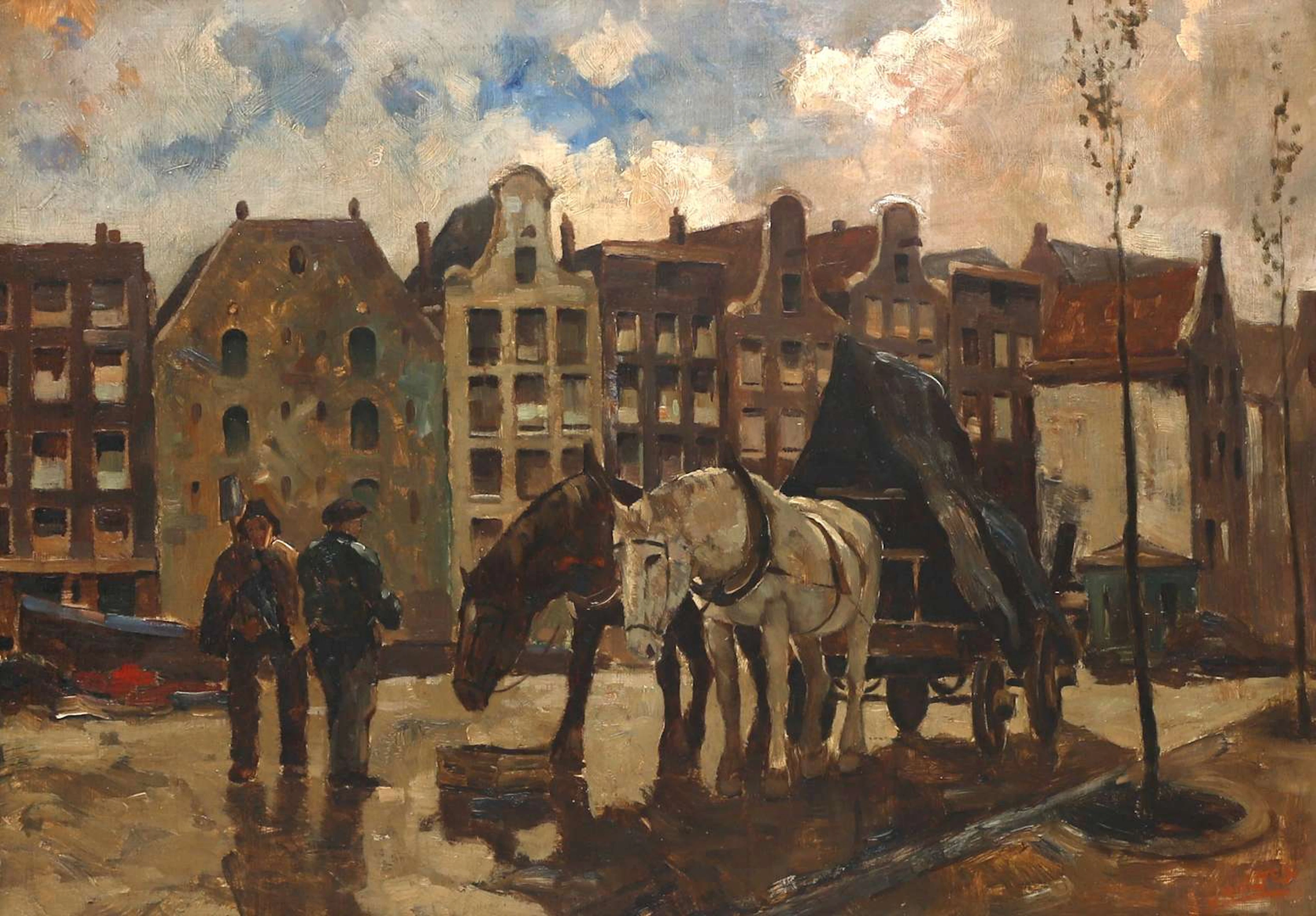Cor Noltee (1903–1967), Draft horses on an Amsterdam canal