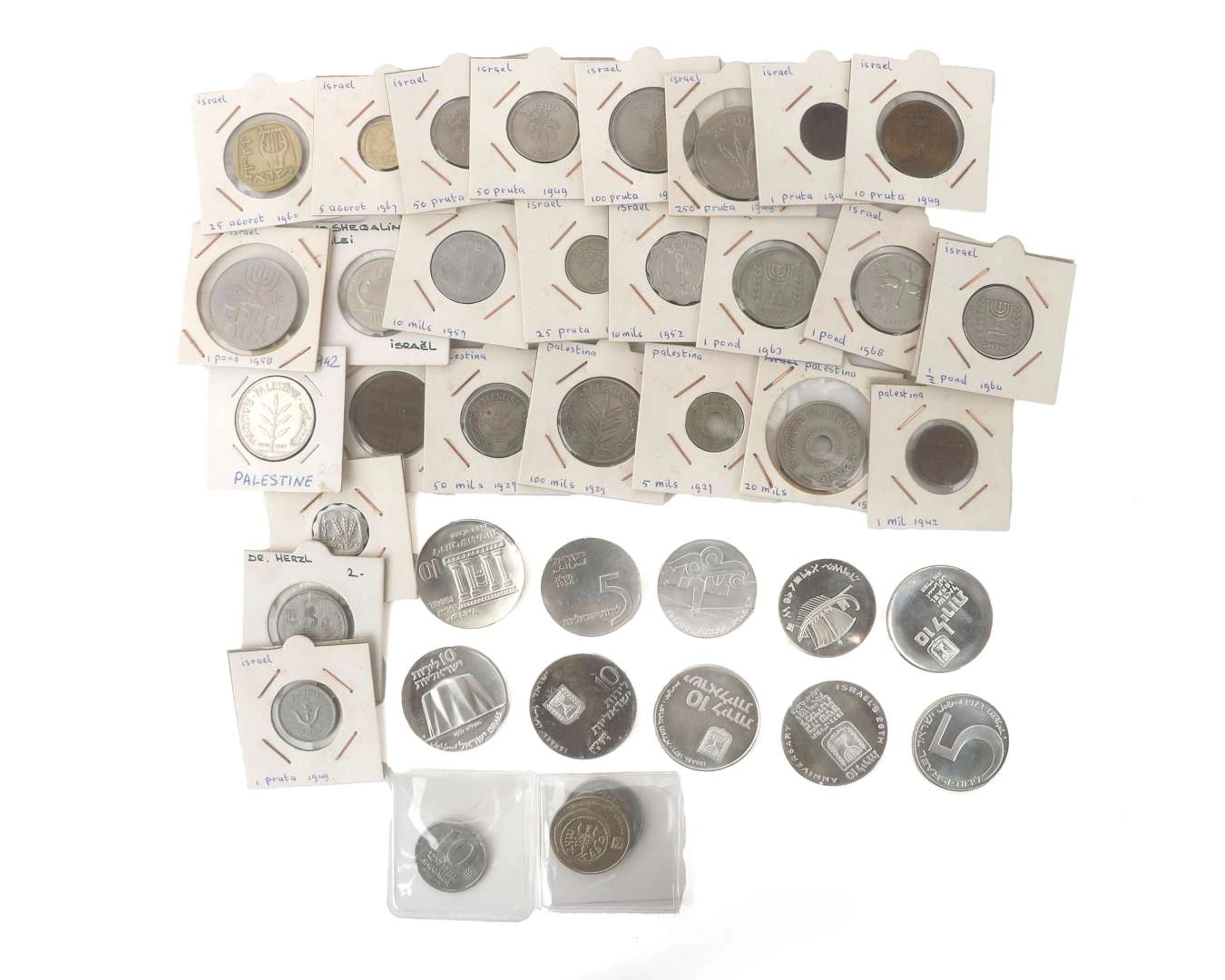 Miscellaneous coins, including ten silver coins, Israel and Palestine