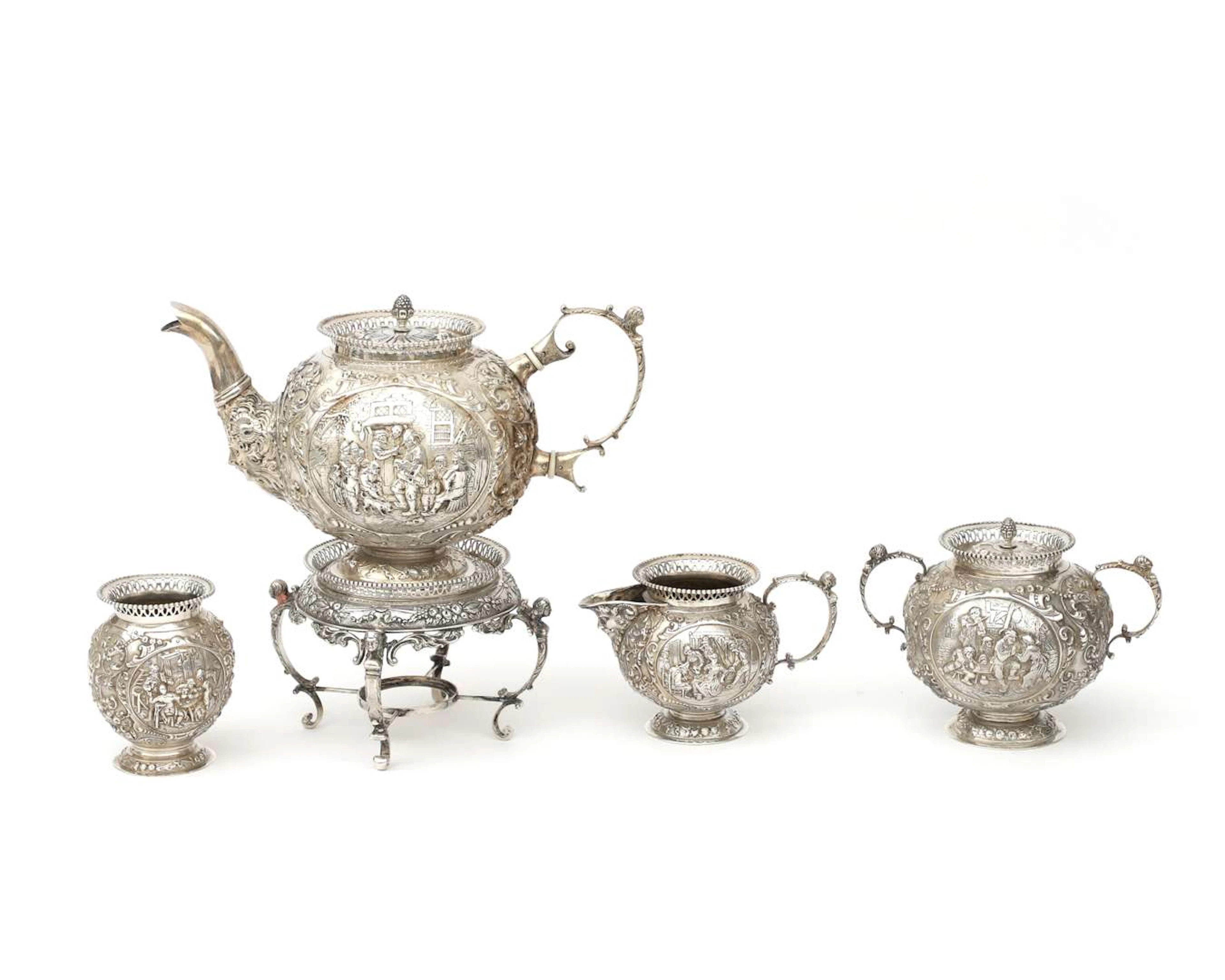 A five-piece silver tea set, the Netherlands, Zutphen, first half