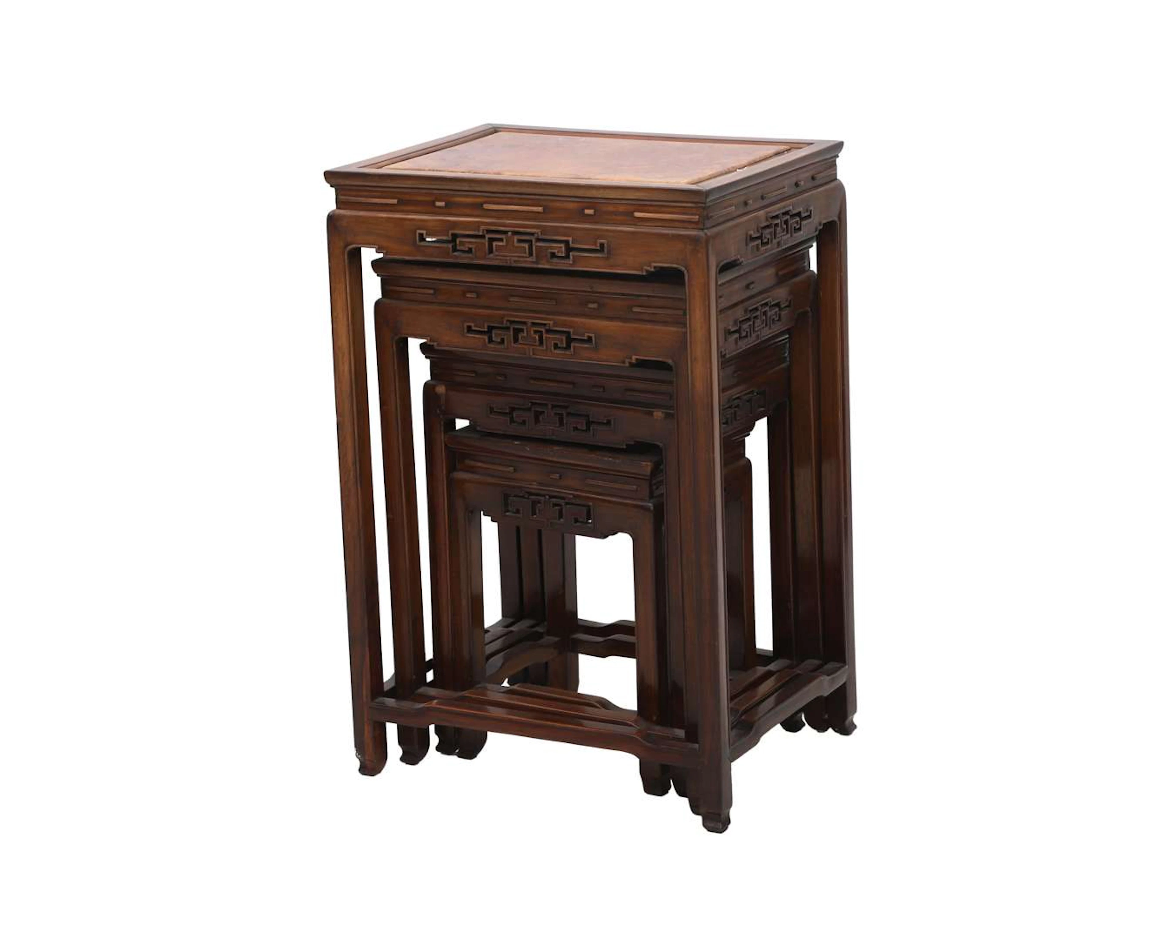 A four-piece wooden mimiset, China, 20th century