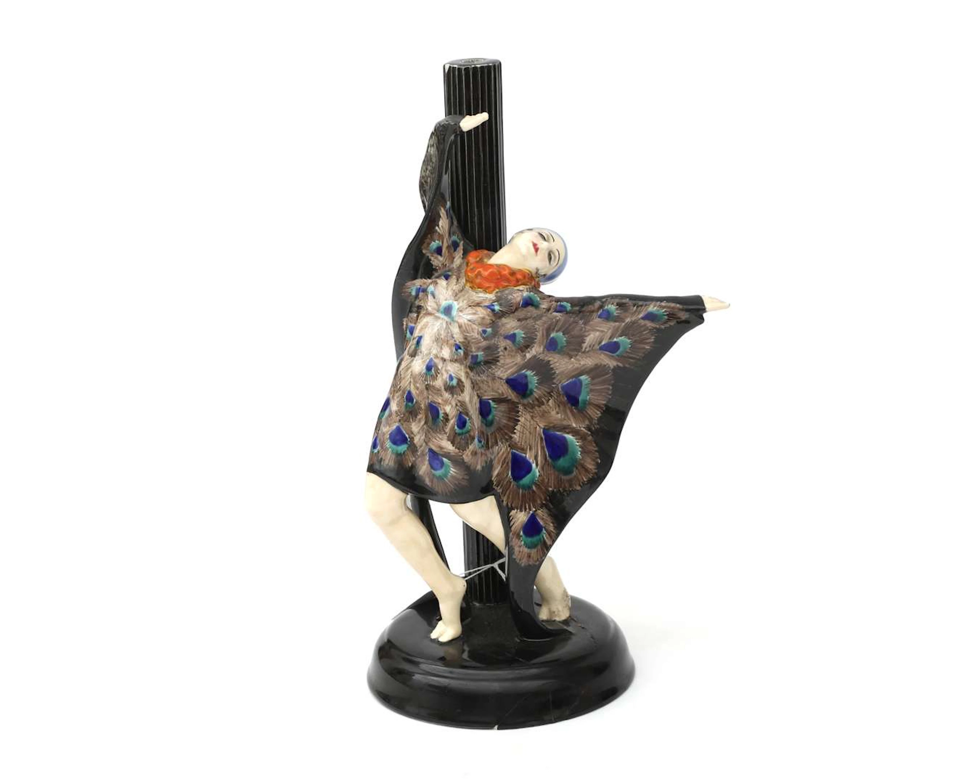 A ceramic floor lamp base. Design: Josef Lorenzl. Execution Goldscheider