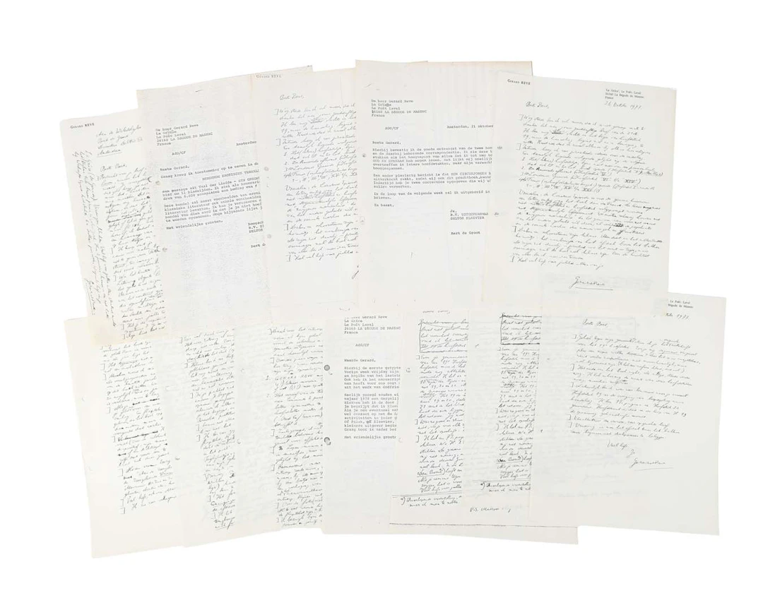 Gerard Reve – 6 original handwritten letters on 7 sheets, mostly written