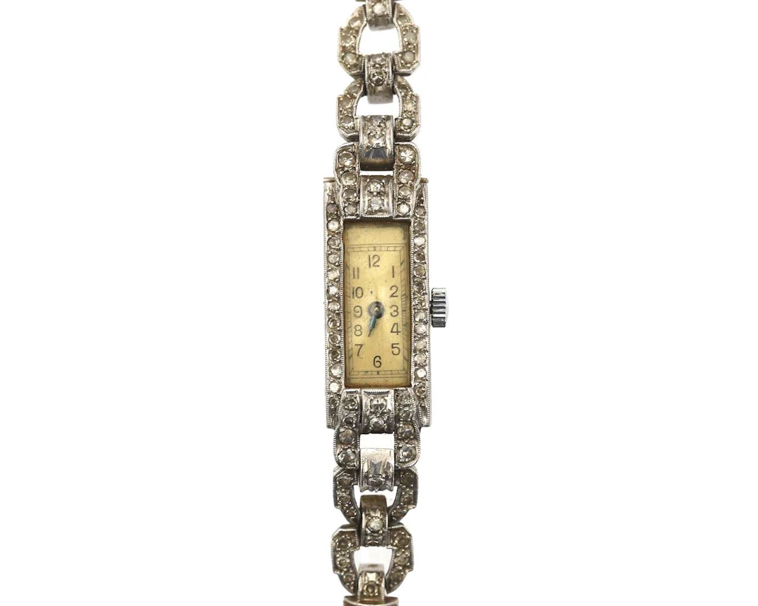 A platinum Art Deco ladies' wristwatch with diamonds