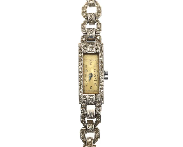 A platinum Art Deco ladies' wristwatch with diamonds