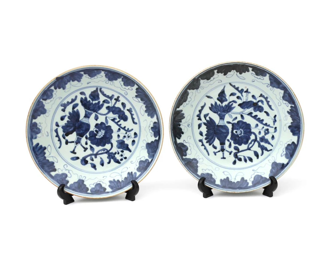Two porcelain plates, China, Ming dynasty, 17th century