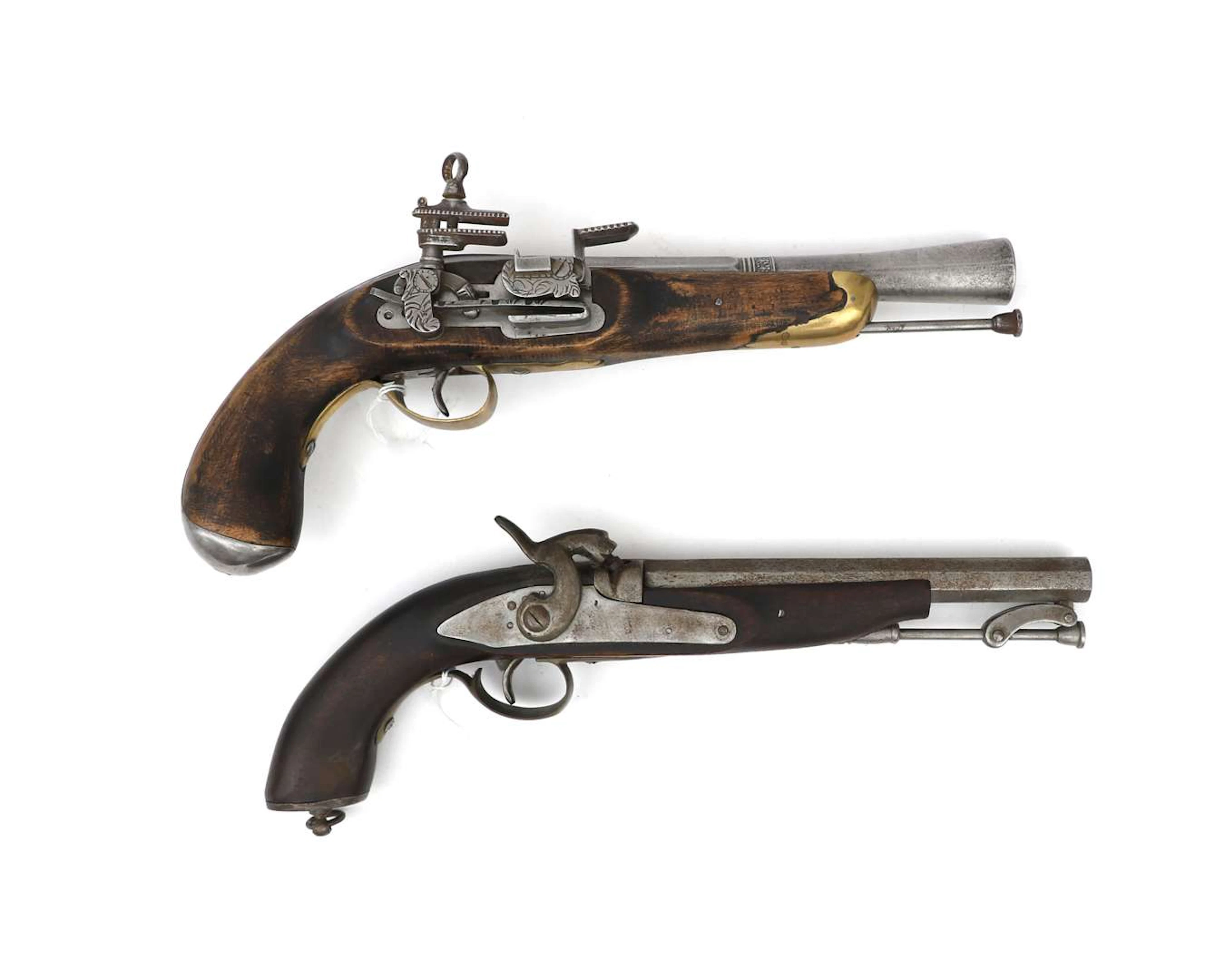 Two pistols modelled on earlier designs, first half of the 20th century