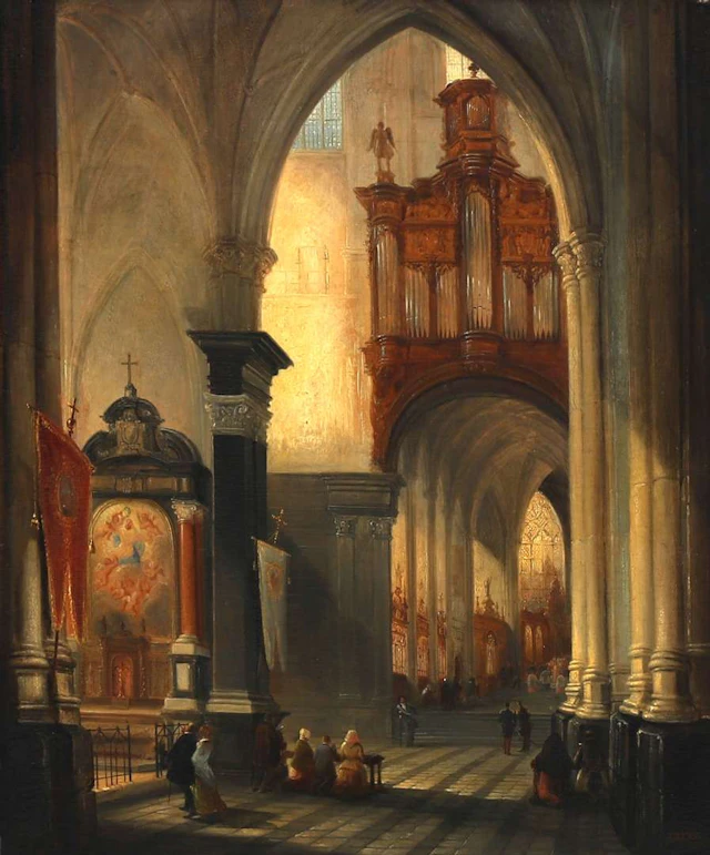 Jan Baptist Tetar van Elven (1805–1879), Church Interior with Many Worshippers