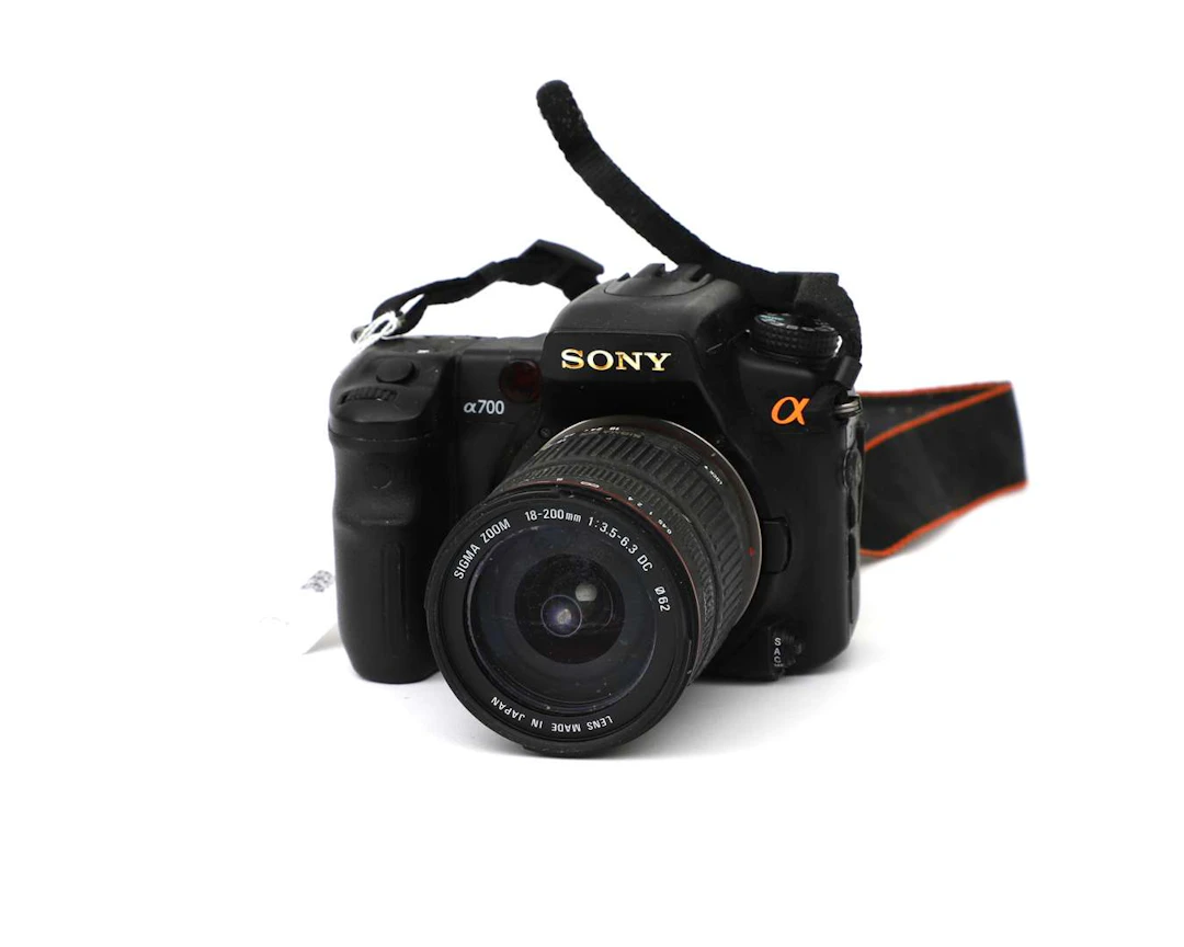 A Sony Alpha 700 with an 18–200 mm zoom lens