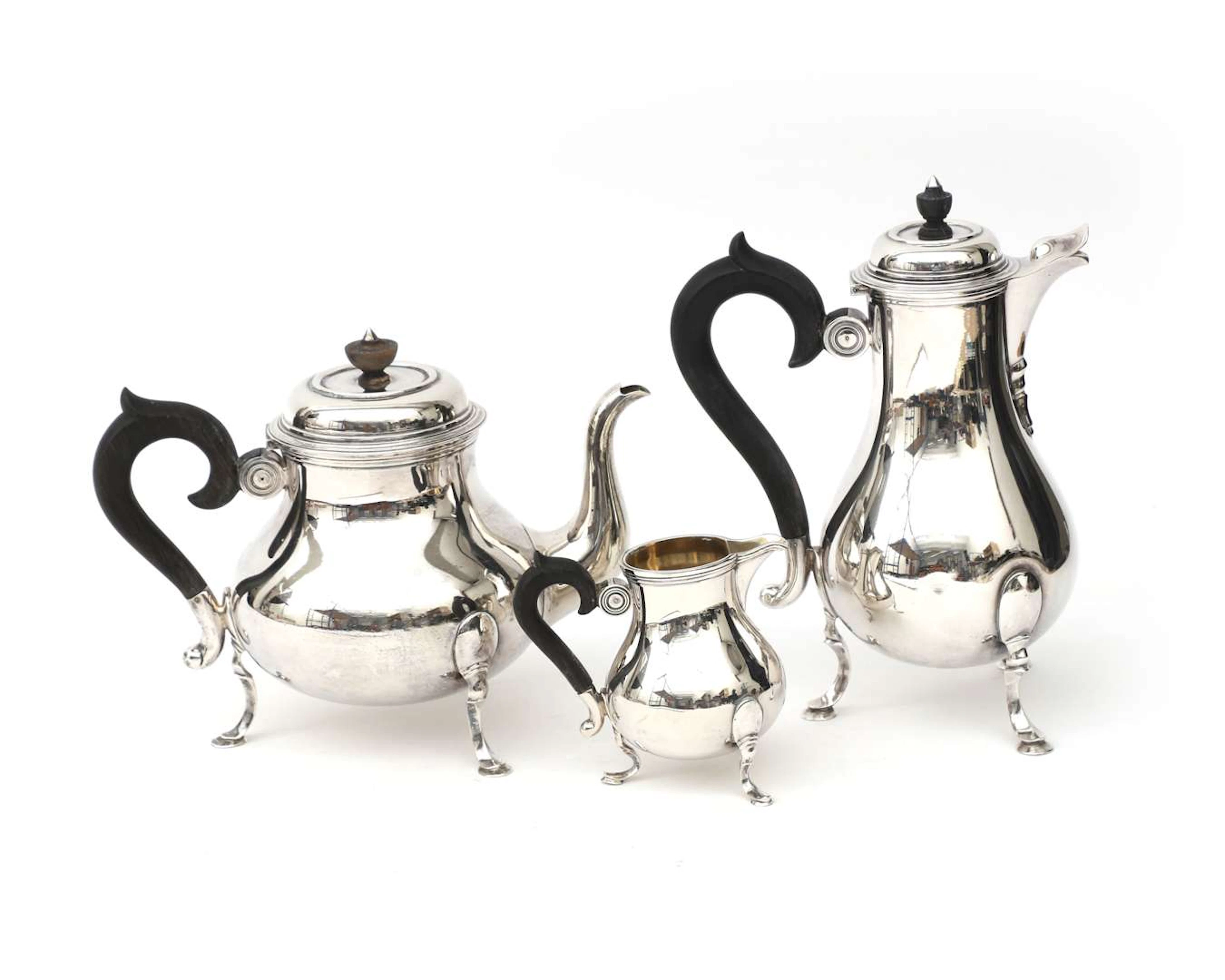 A three-piece silver coffee and tea set, Switzerland, 20th century