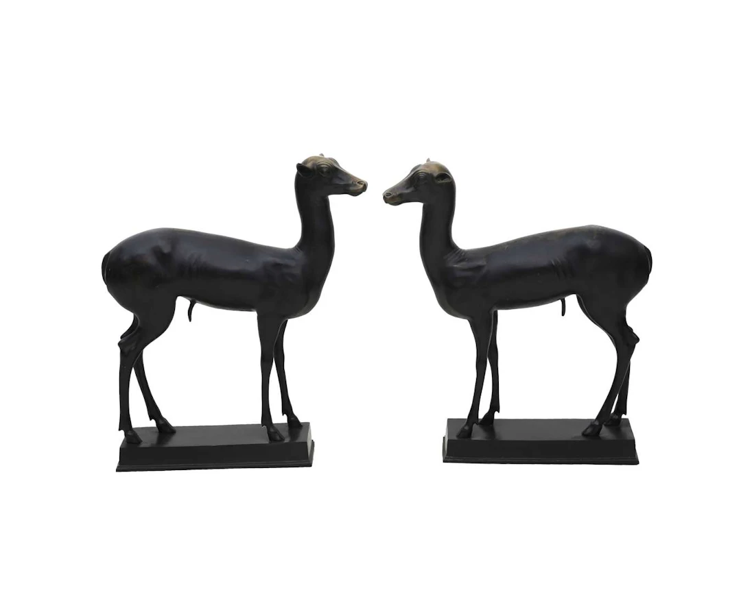 A pair of bronze roe deer, 20th century