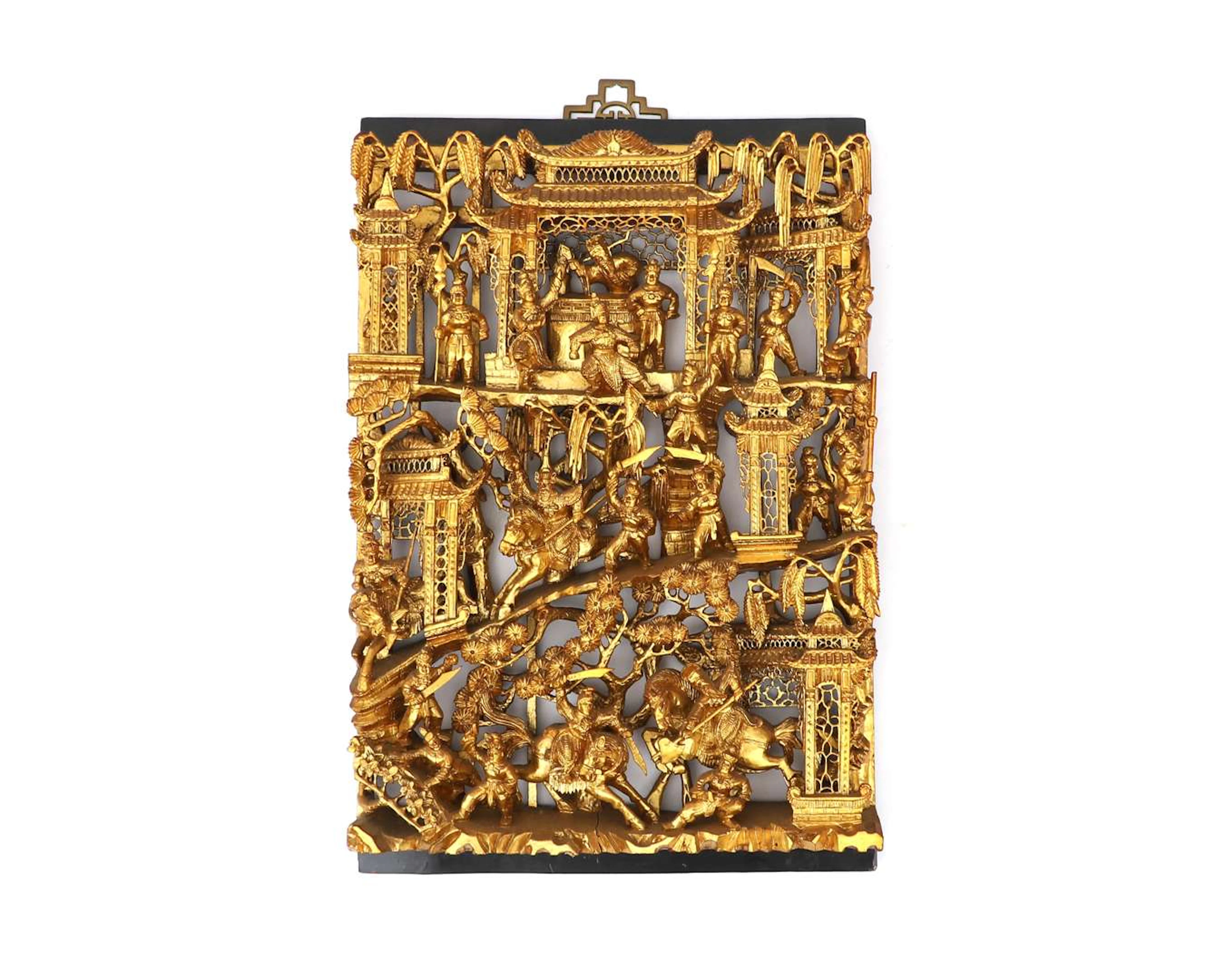 A carved, gilded wooden panel, China, 20th century