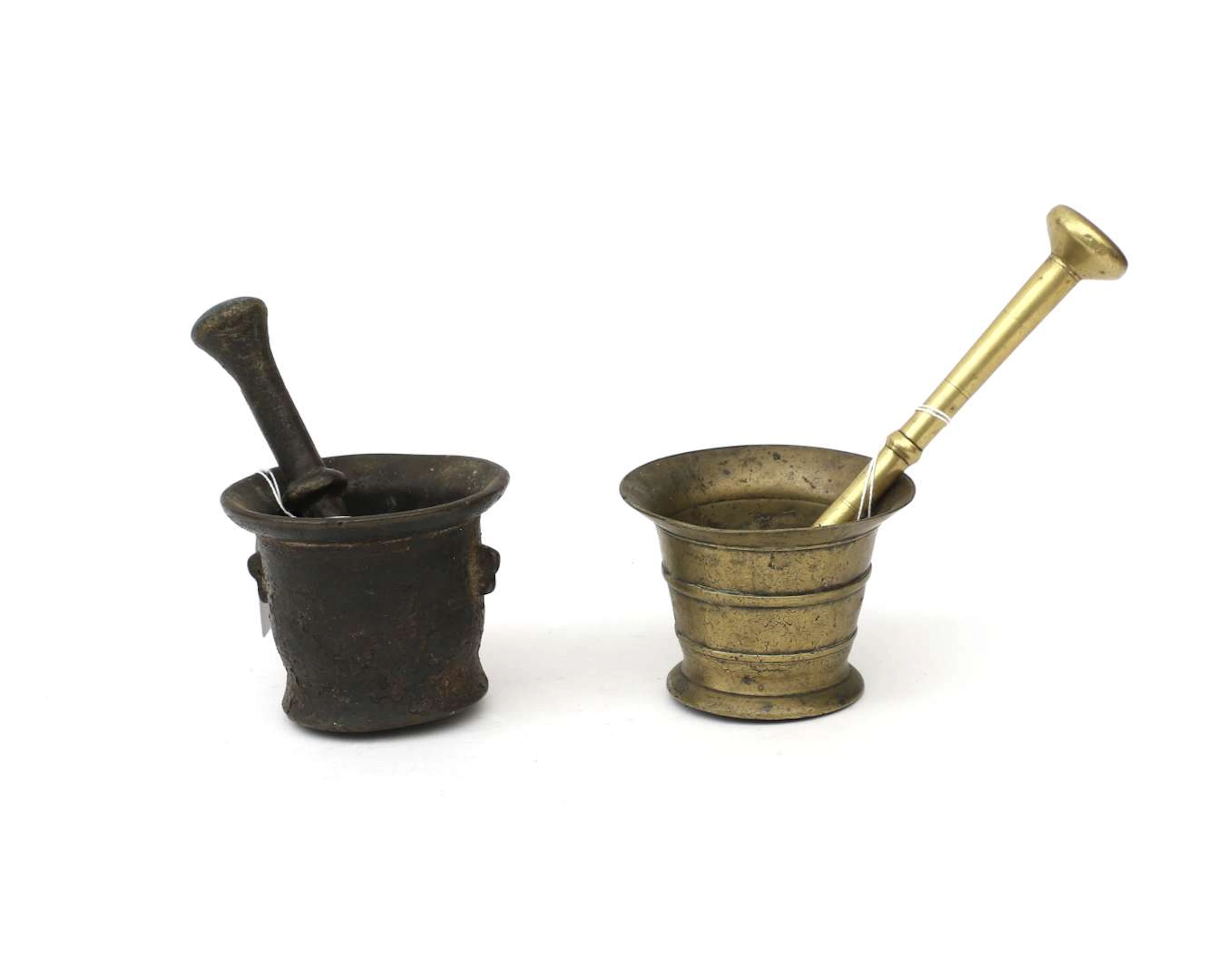 Two copper mortars with pestles, Europe, 19th/20th century