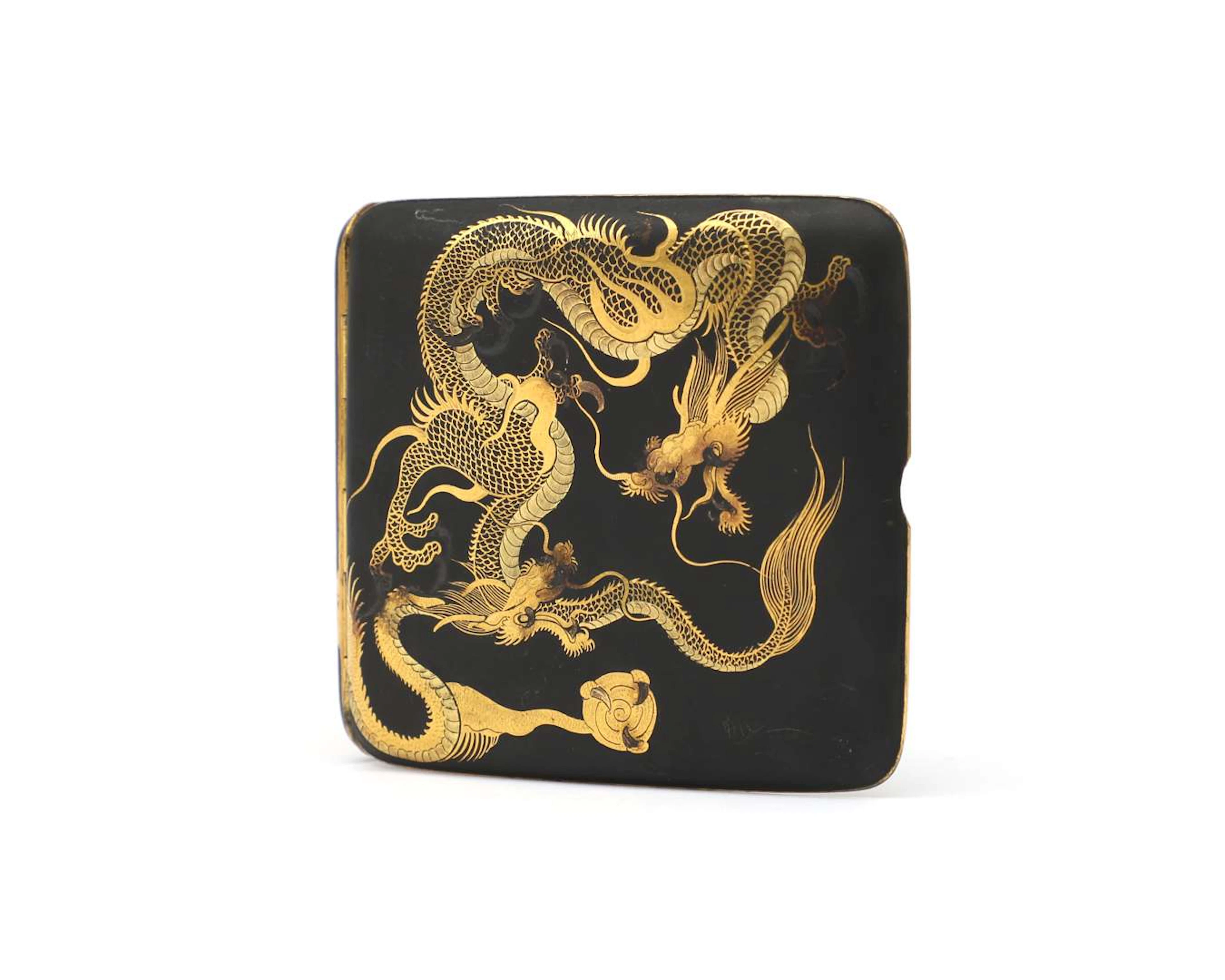 A brass cigarette case, made by Fujii Yoshitoyo (1868–?), Japan, 19th/20th
