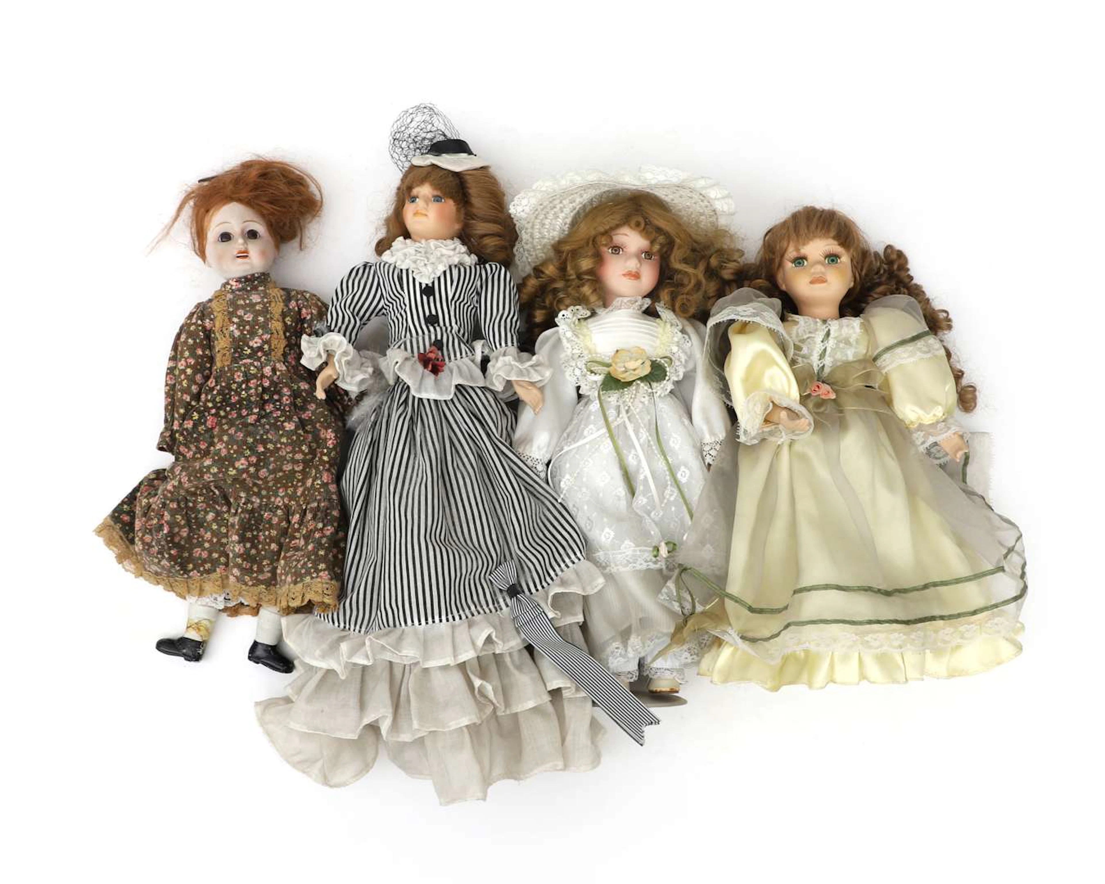 Four porcelain dolls, Europe, 20th century