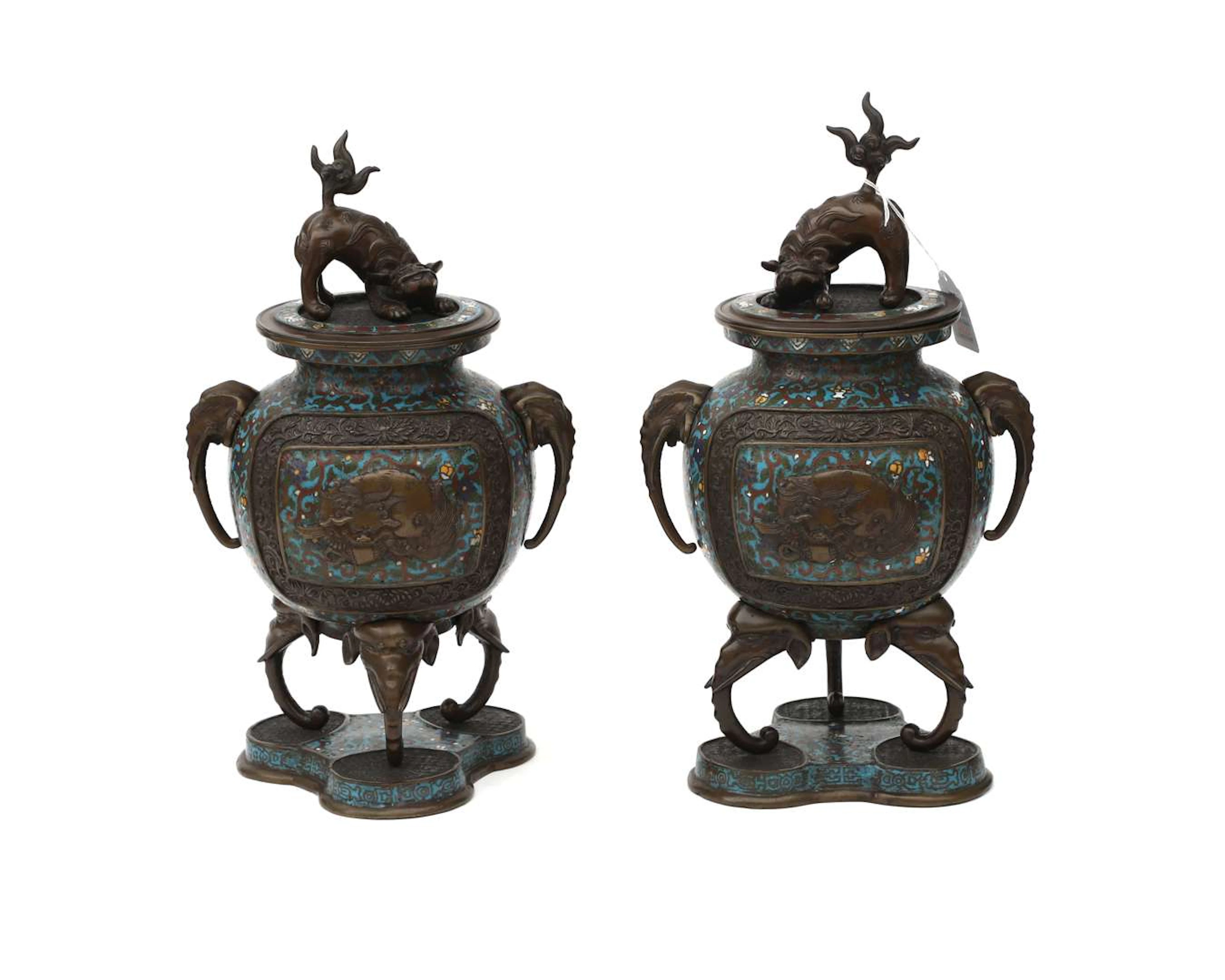 A bronze cloisonné incense burner, China, 20th century