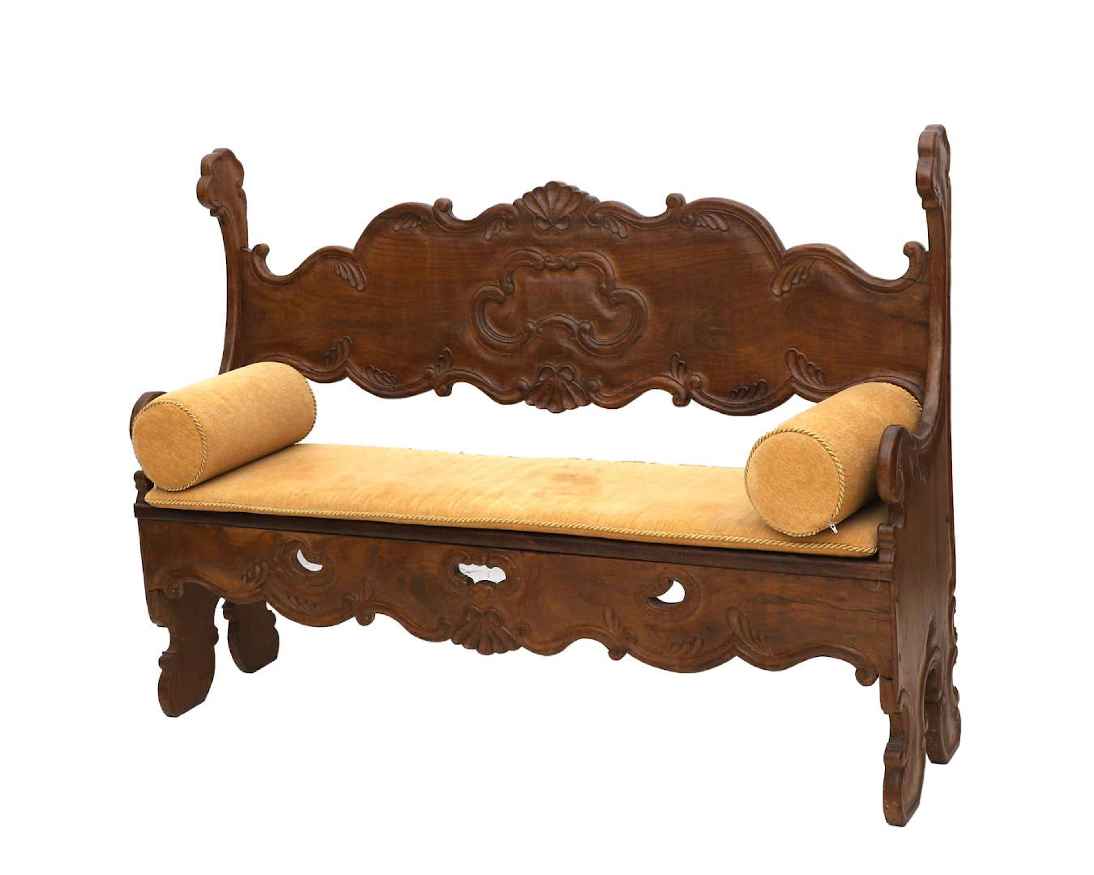 A wooden hall bench, Holland, 19th century