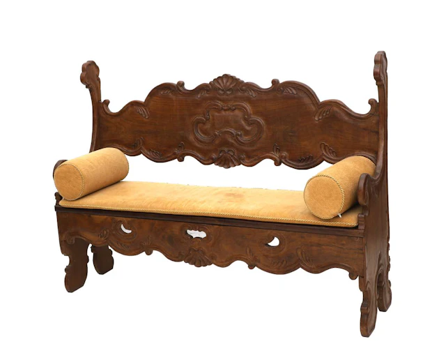 A wooden hall bench, Holland, 19th century