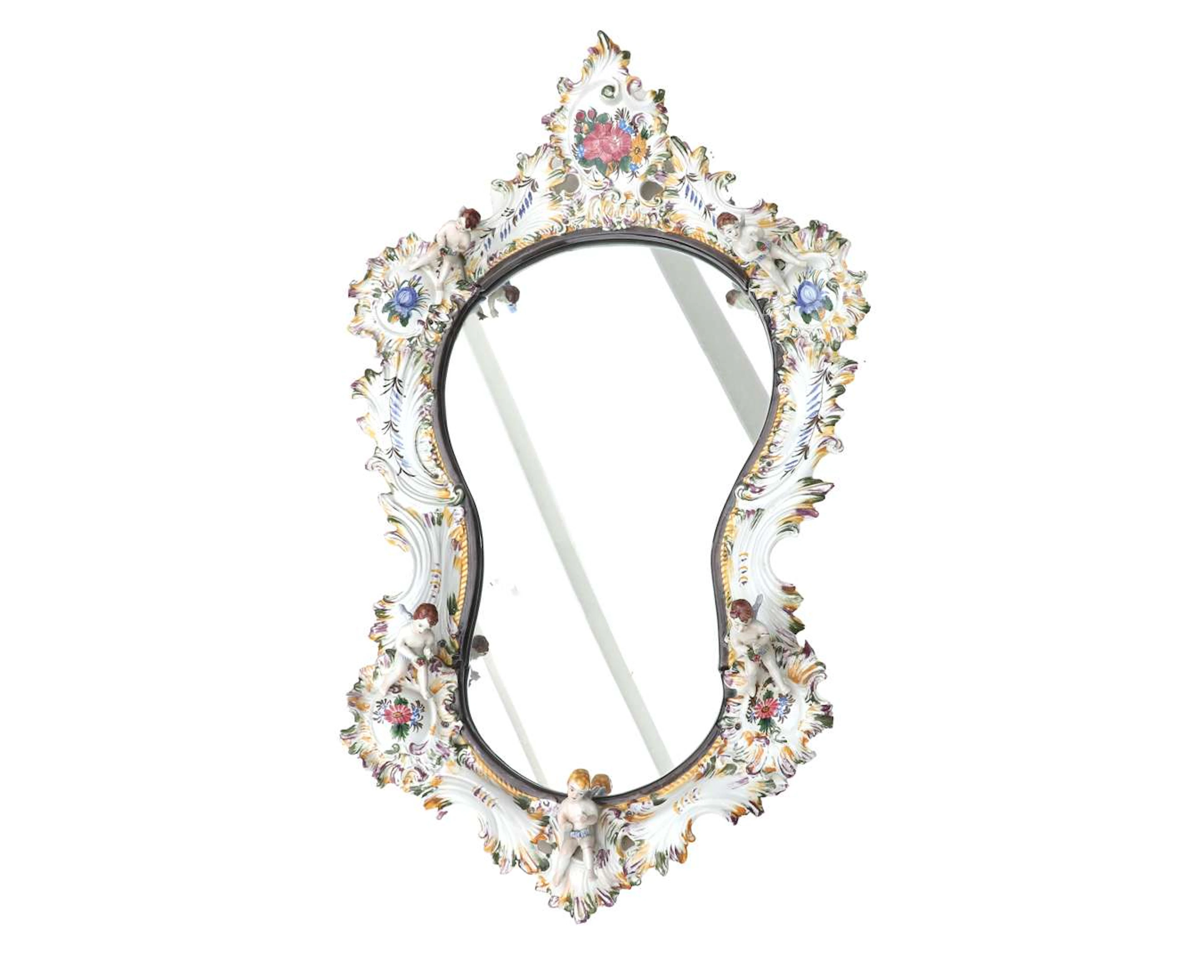 A porcelain wall mirror, probably from Germany, c. 1900