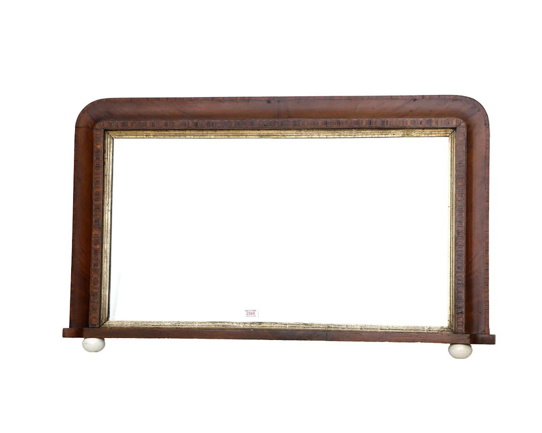 A dressing table mirror with an inlaid decorative band, 20th century