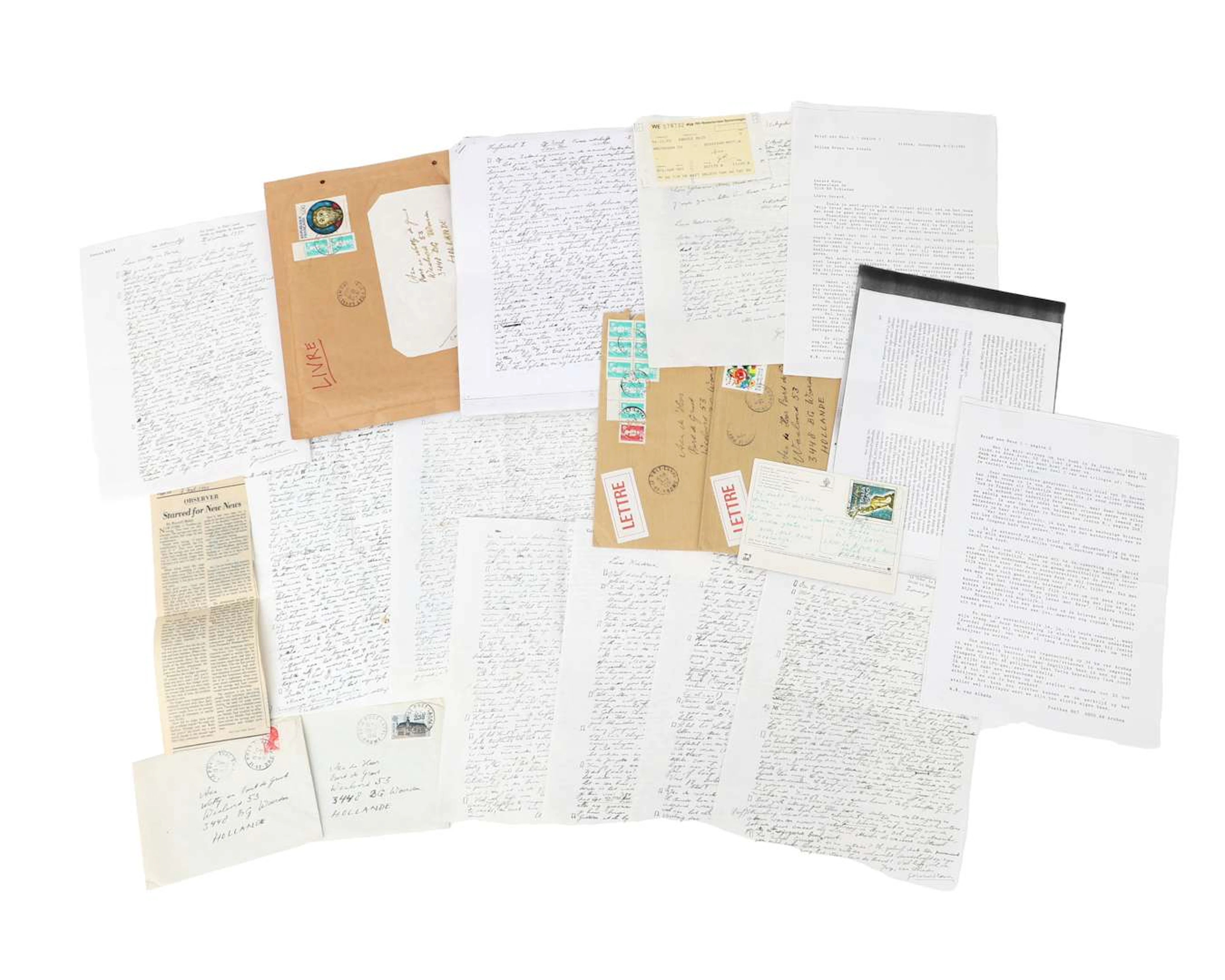 Gerard Reve – 5 original handwritten letters on 8 sheets, mostly written