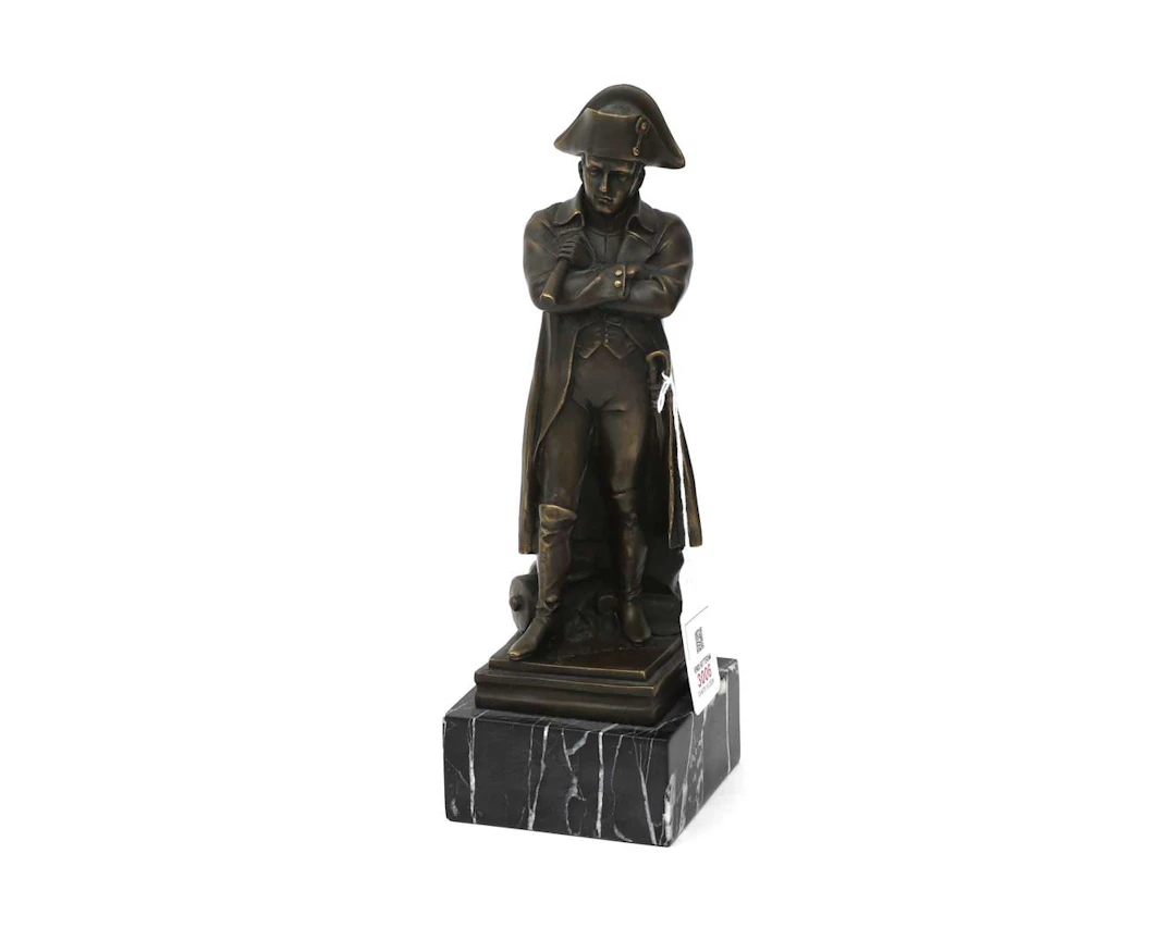 A bronze statue on a marble plinth. Napoleon. After Guillemin, 20th century