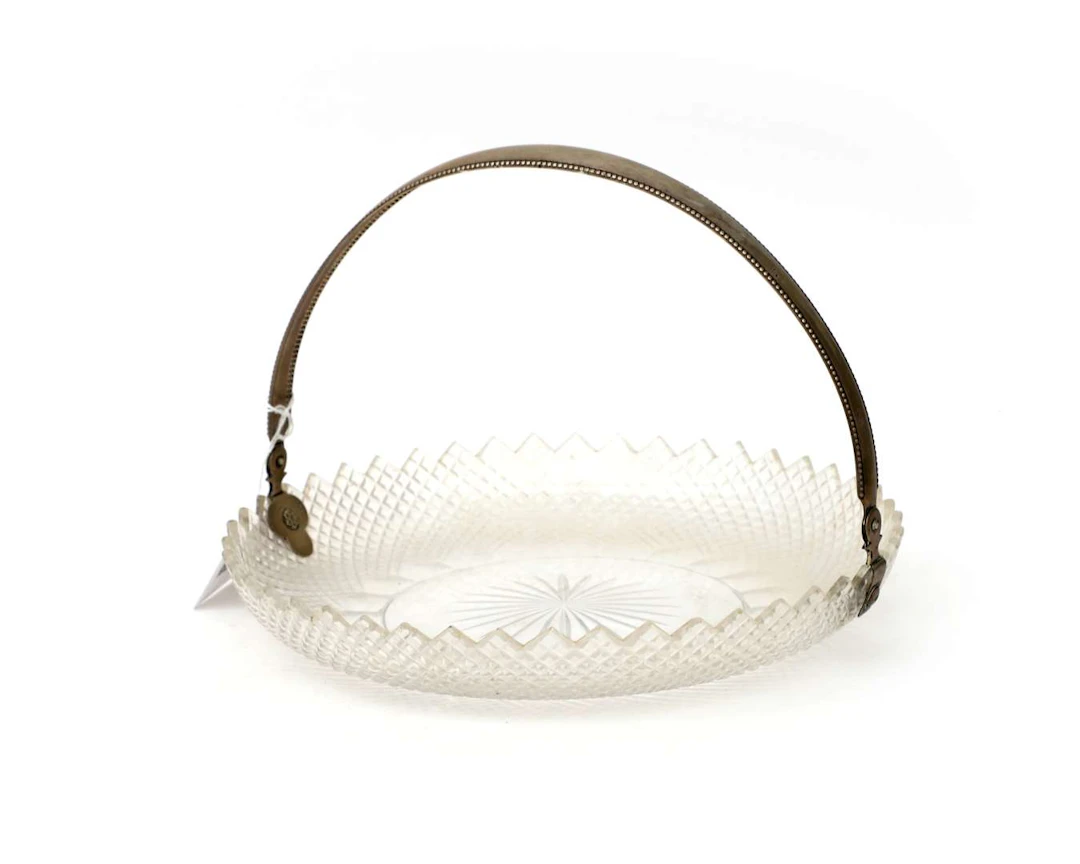 A crystal bowl with a sterling silver handle, Netherlands, 1910