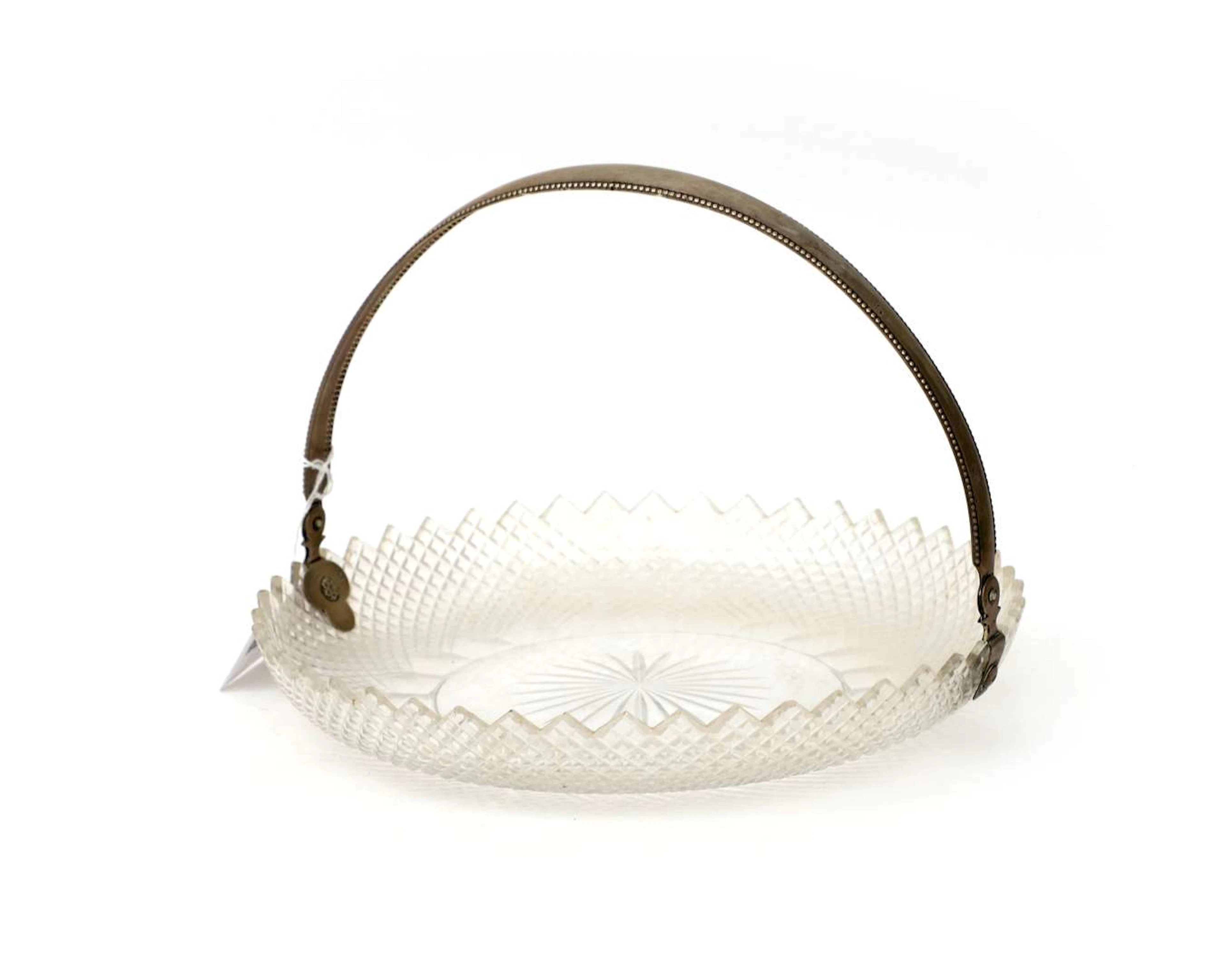 A crystal bowl with a sterling silver handle, Netherlands, 1910