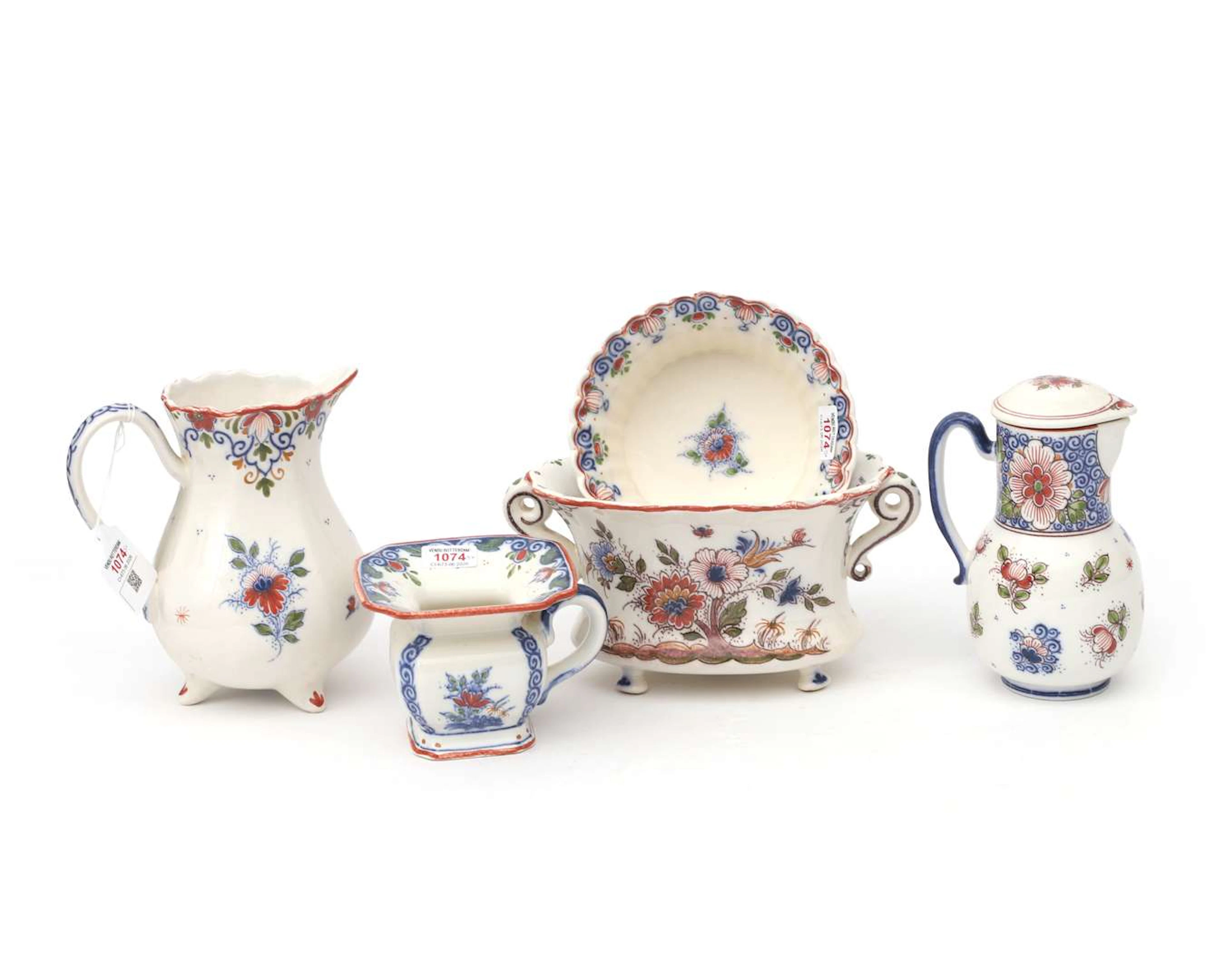 Five polychrome pottery objects, Zenith, Gouda, Holland, 20th century