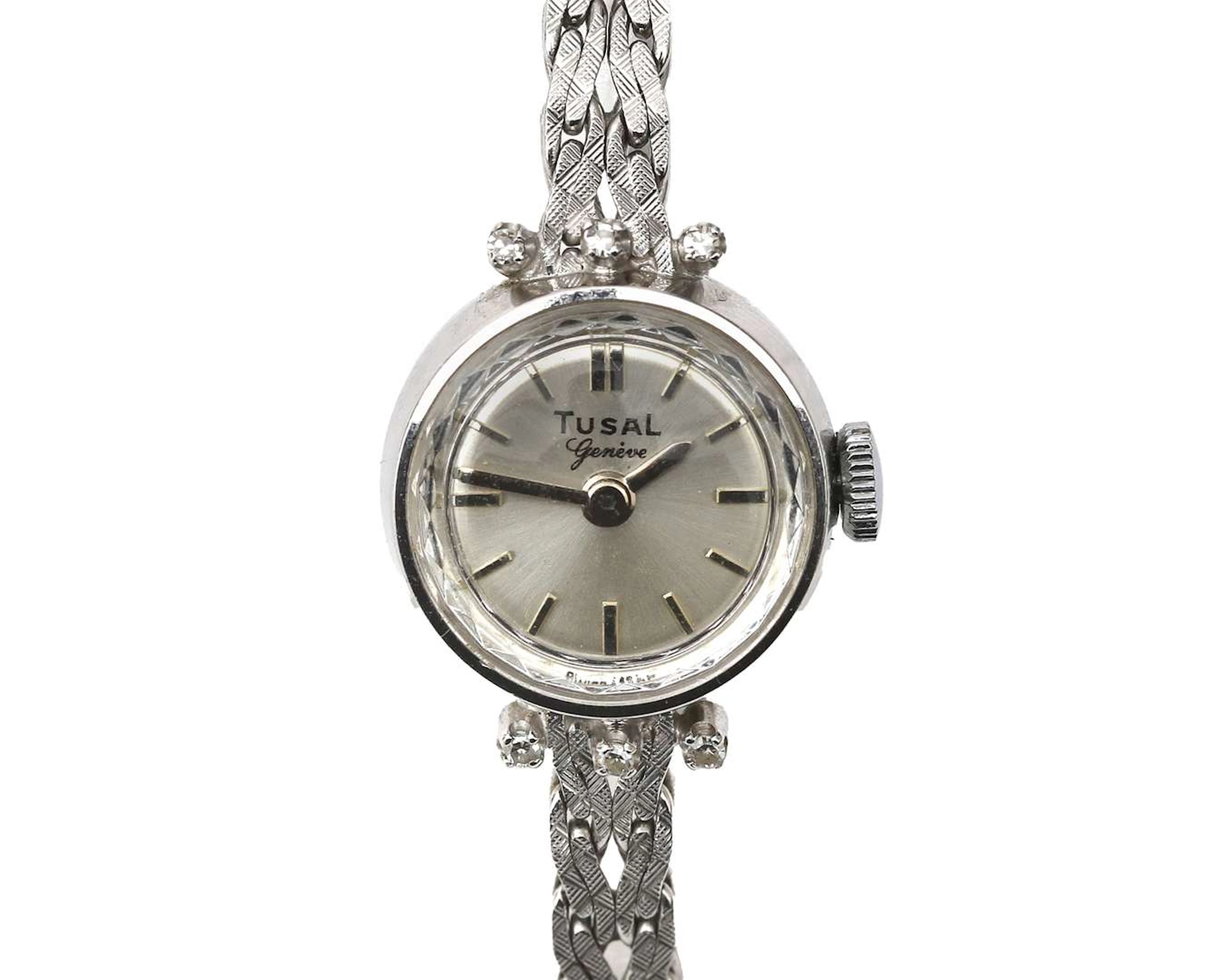 A 14k white gold Tusal ladies' wristwatch