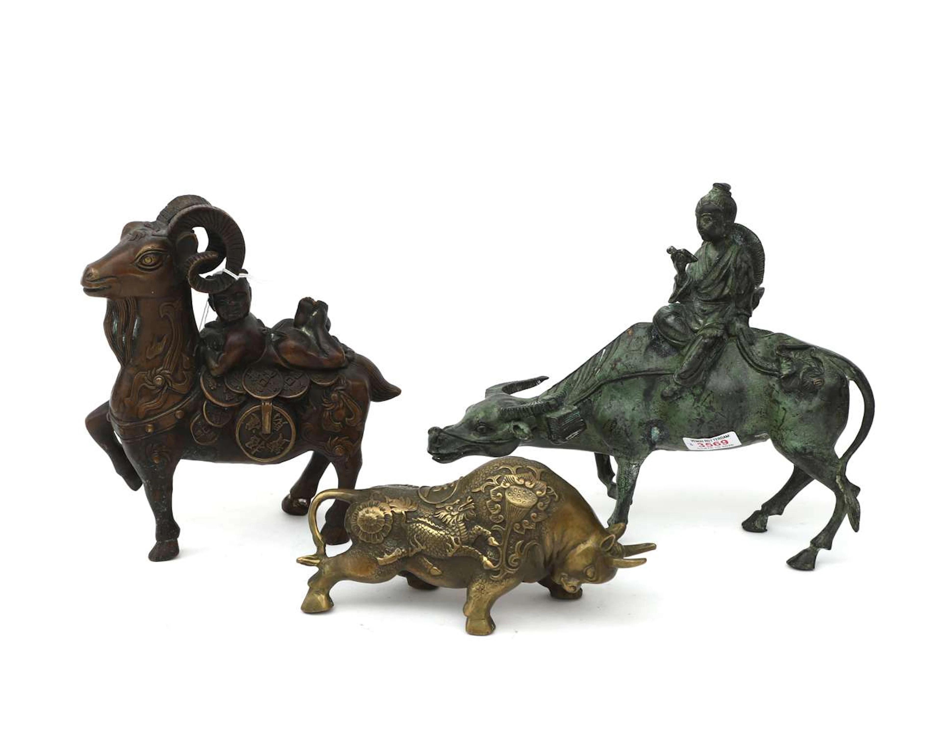 Three assorted Oriental bronze sculptures. 20th century