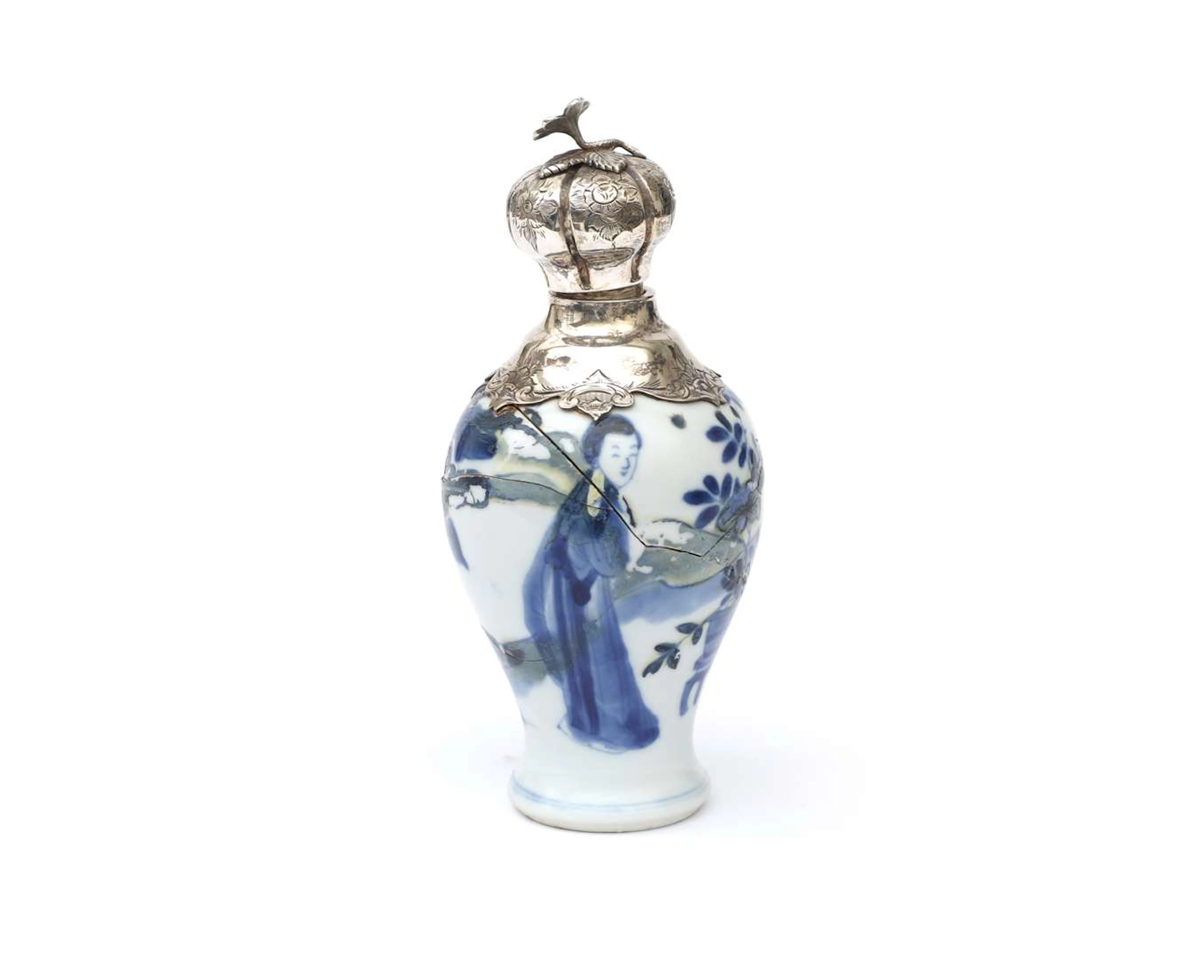 A porcelain vase with a silver mount, China, Kangxi period (1662–1722), c. 1700