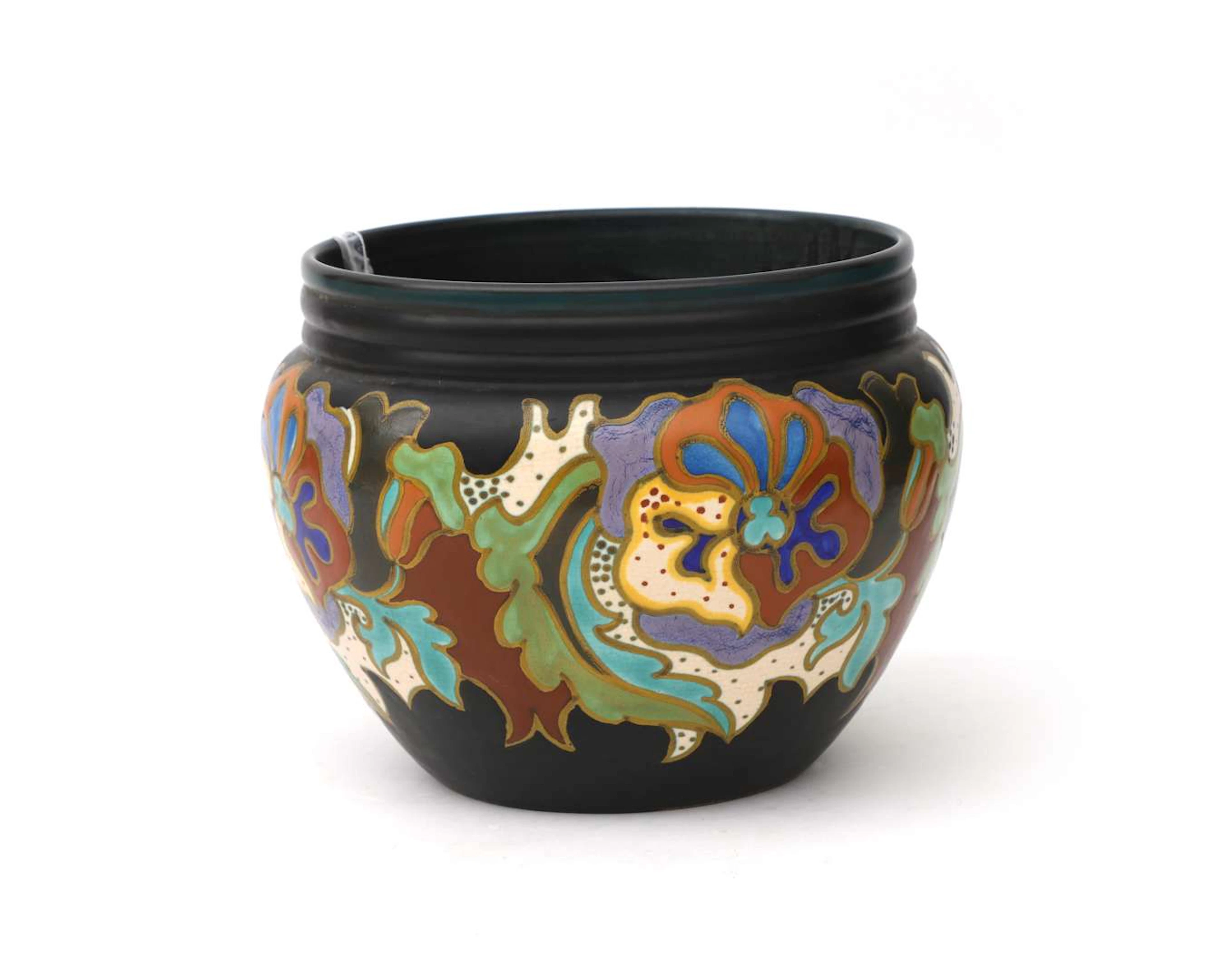 A terracotta platelen cache-pot, Plazuid, Gouda, 20th century