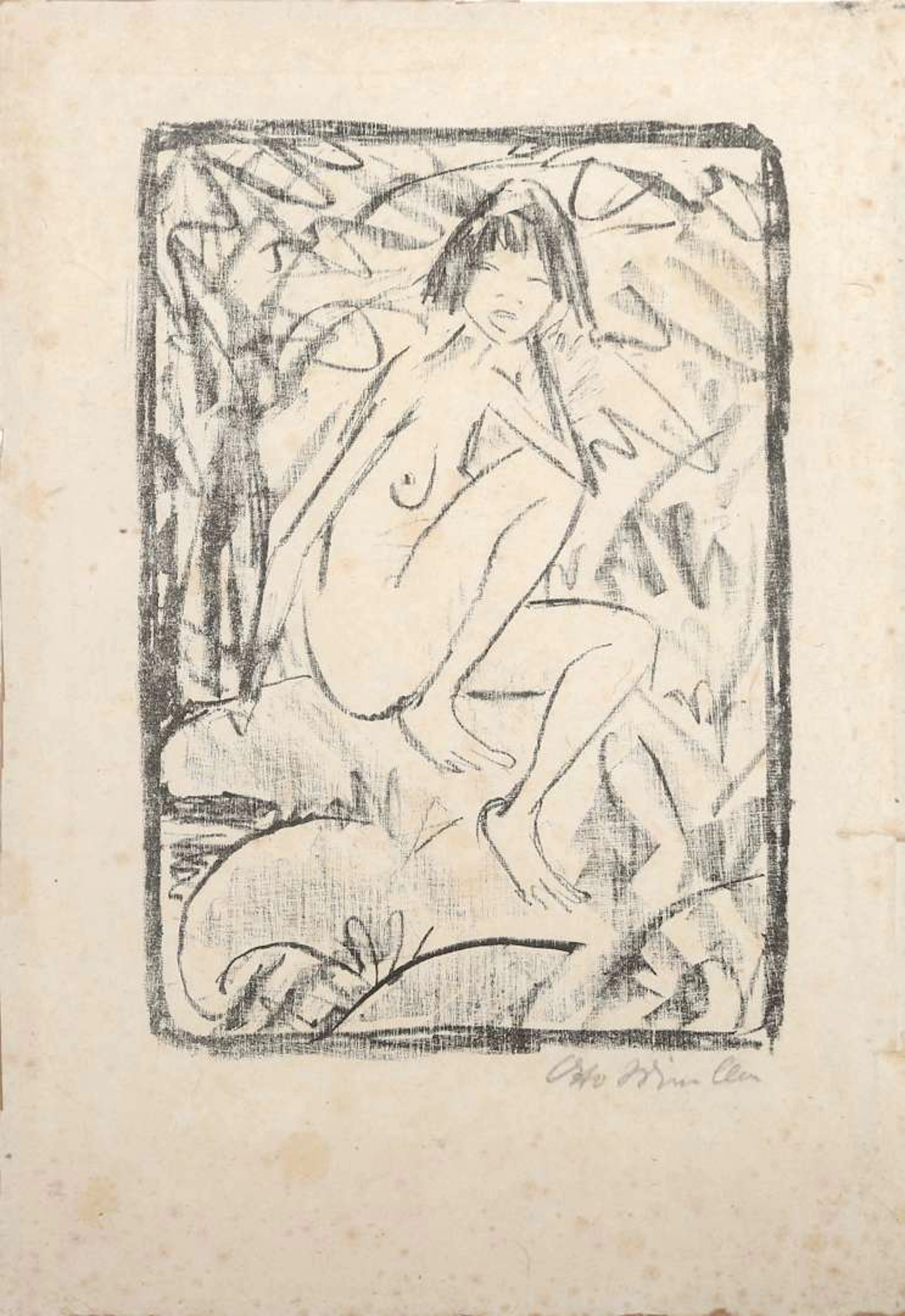 Otto Mueller (1874-1930), 'Sitzende von Blattwerk umgeben (Helle Fassung)'