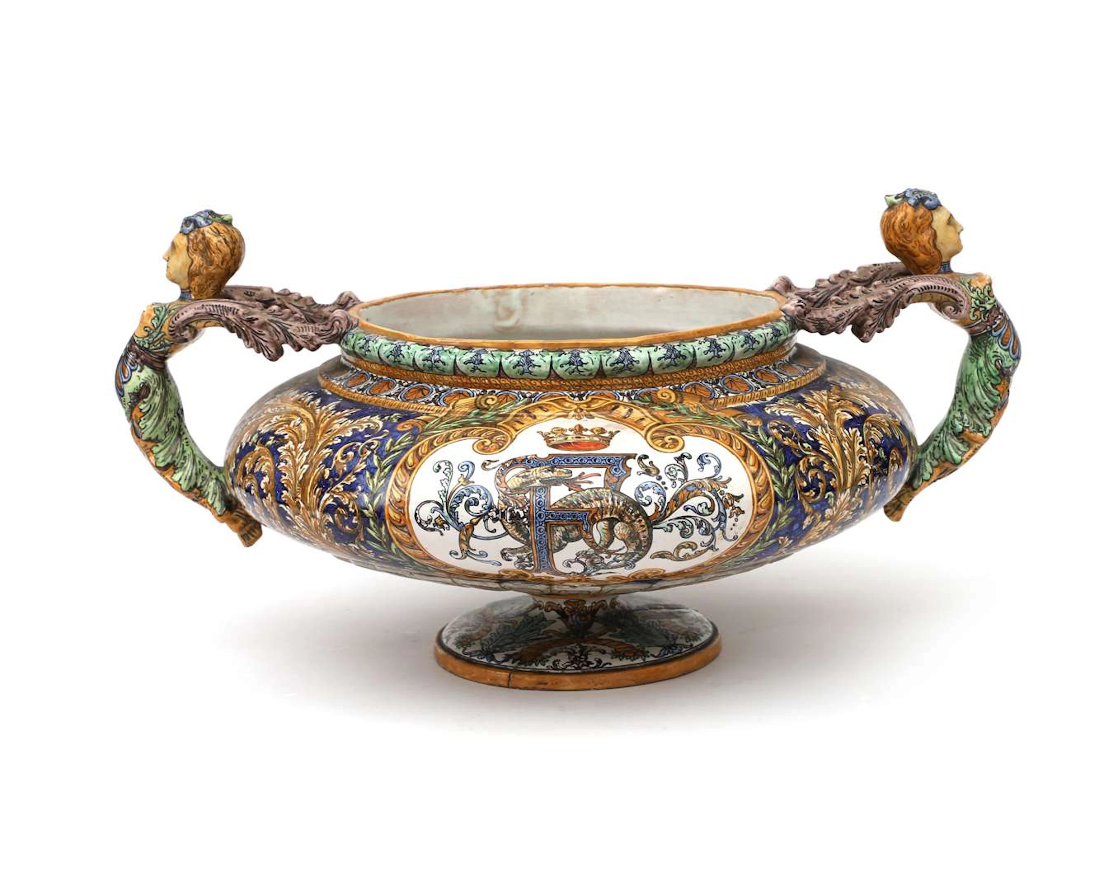 Ulysse Besnard (1826 - 1899), A ceramic Faïnencerie de Blois jardinière