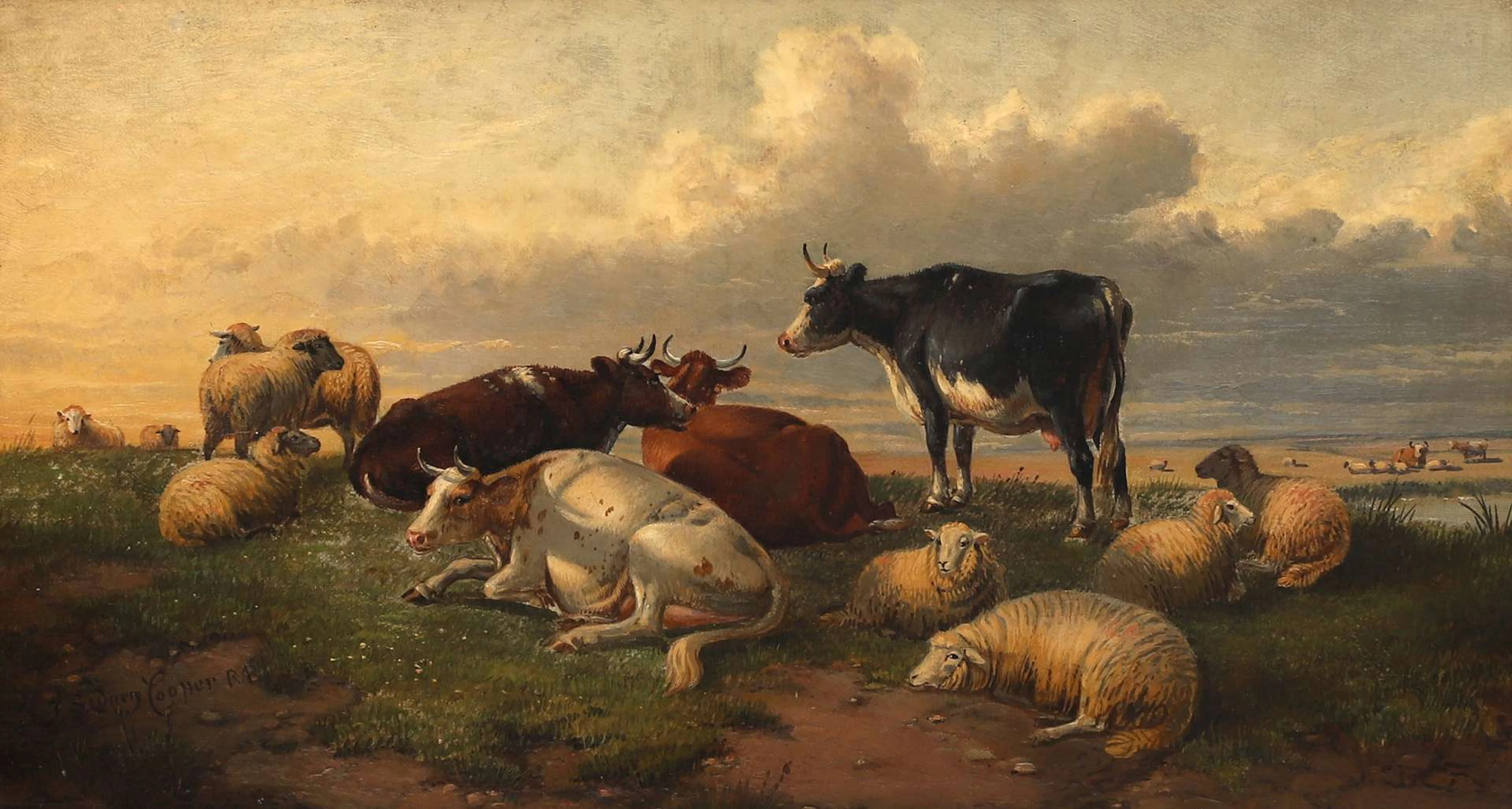 Thomas Sidney Cooper (1803–1902), Cows and Sheep in the Dunes