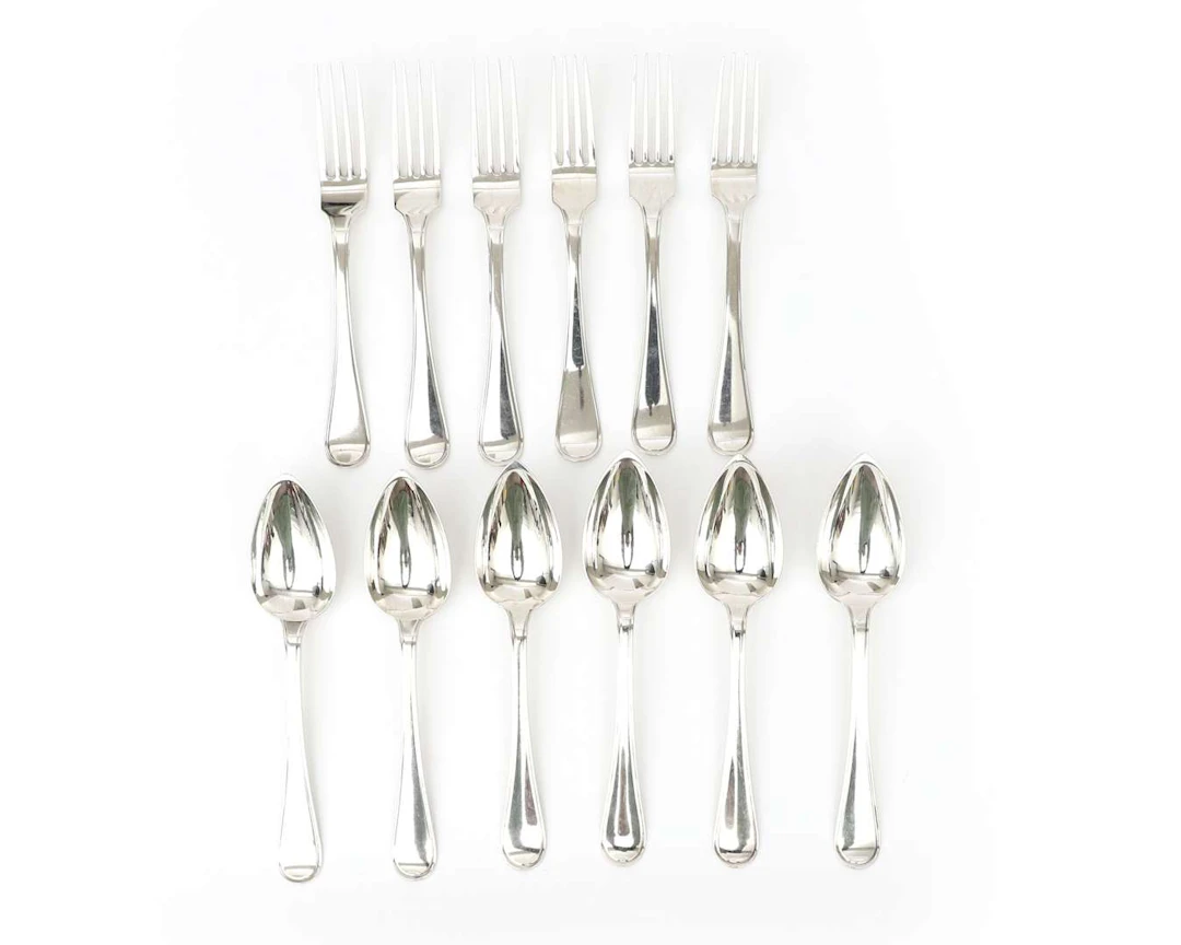 A twelve-piece silver cutlery set, Holland, Amsterdam, 1866–1868