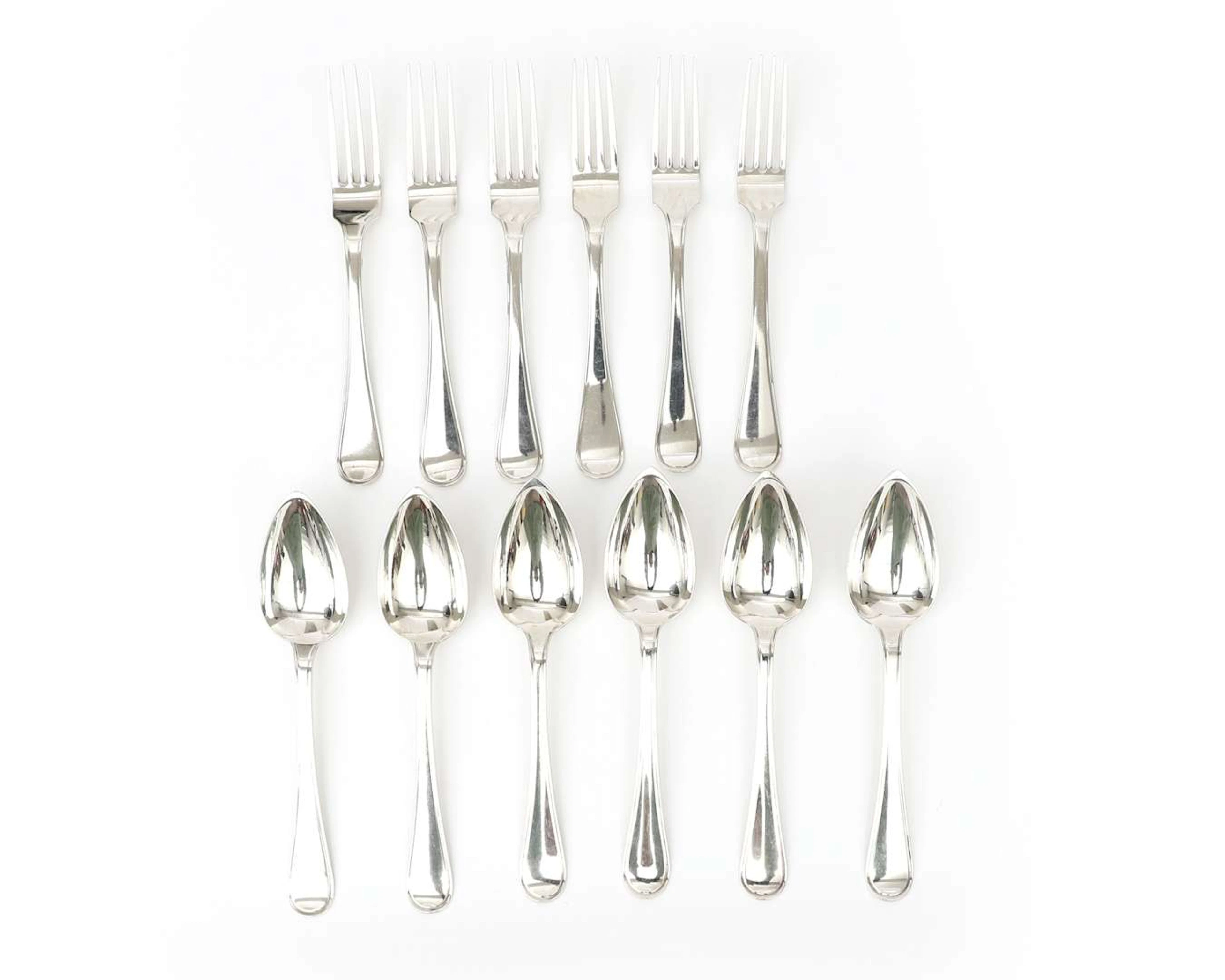 A twelve-piece silver cutlery set, Holland, Amsterdam, 1866–1868