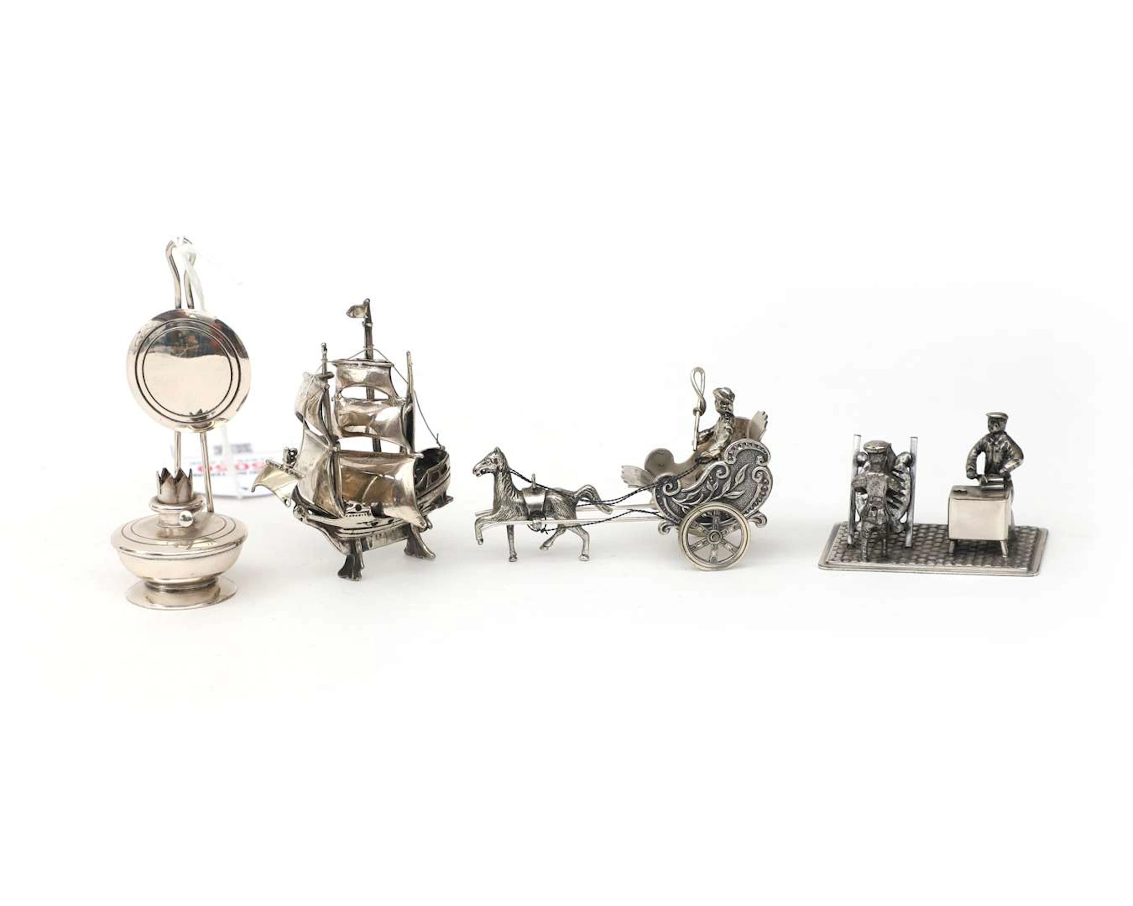 Three 2nd-fineness silver miniatures and one 3rd-fineness silver miniature