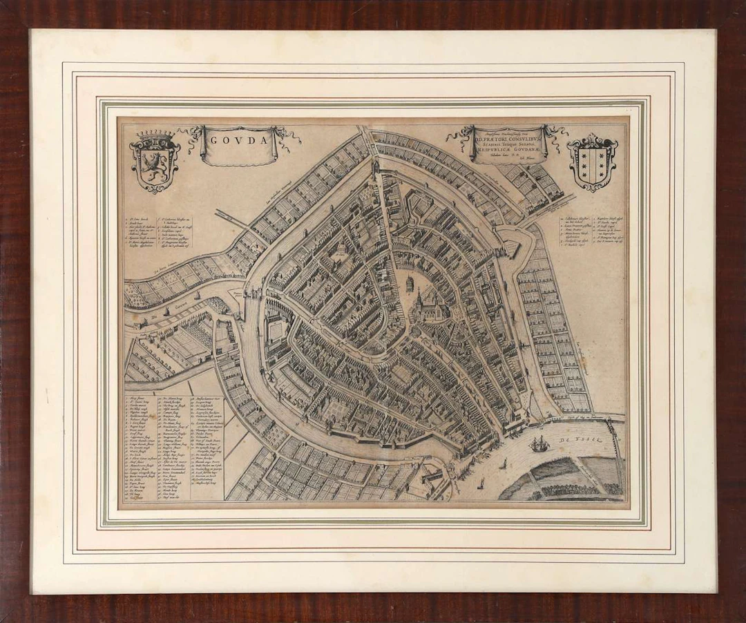 A town map of Gouda, Holland, 1649