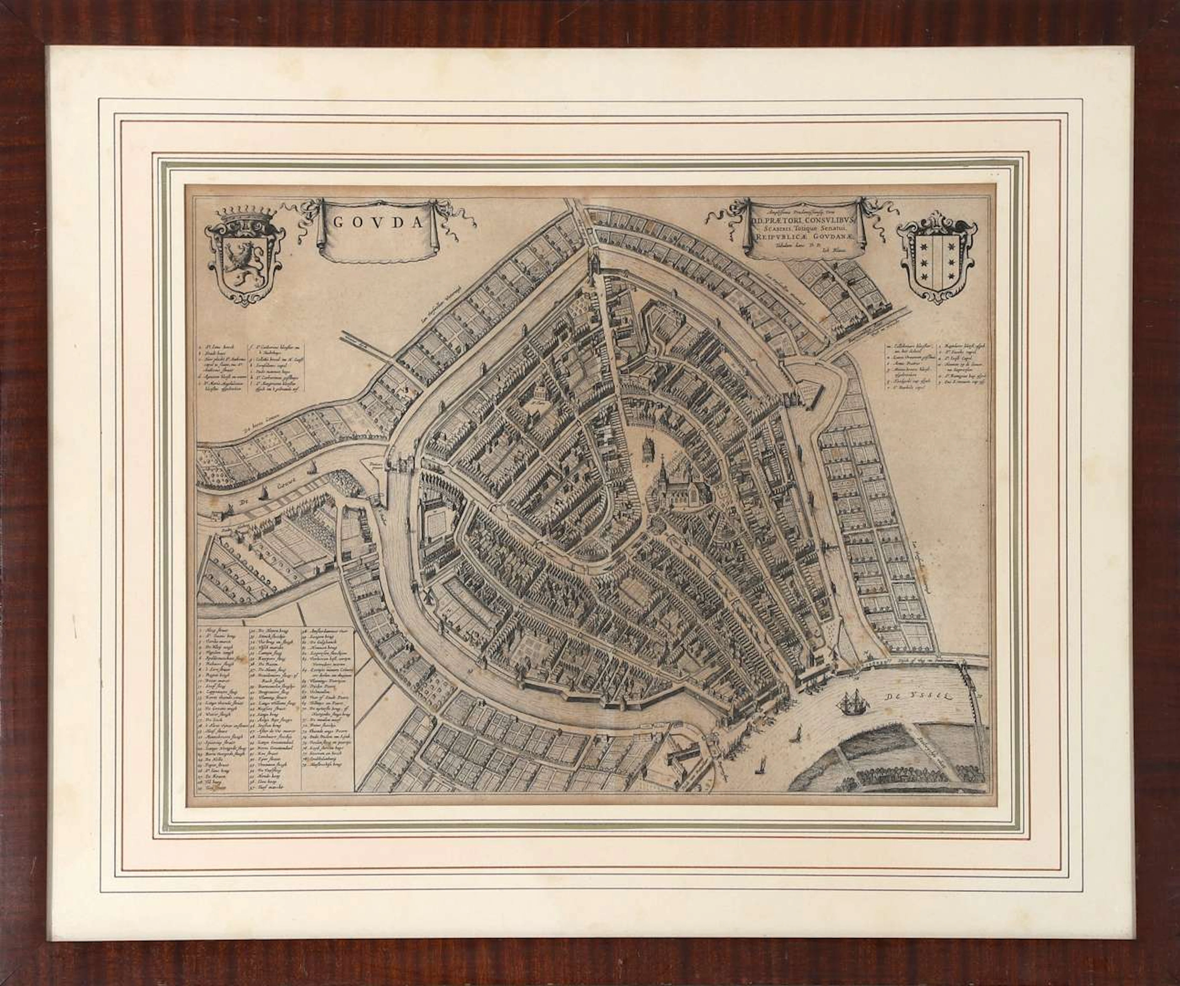 A town map of Gouda, Holland, 1649