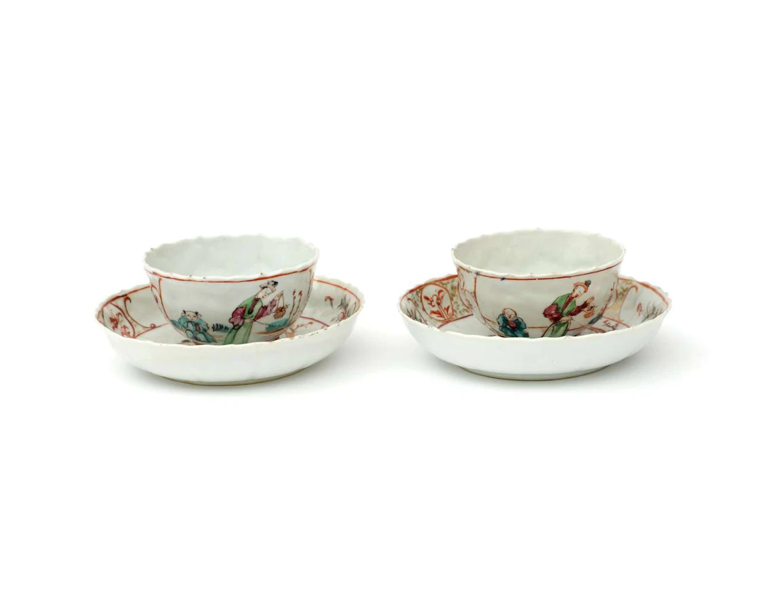 Two porcelain cups and saucers, China, 18th century