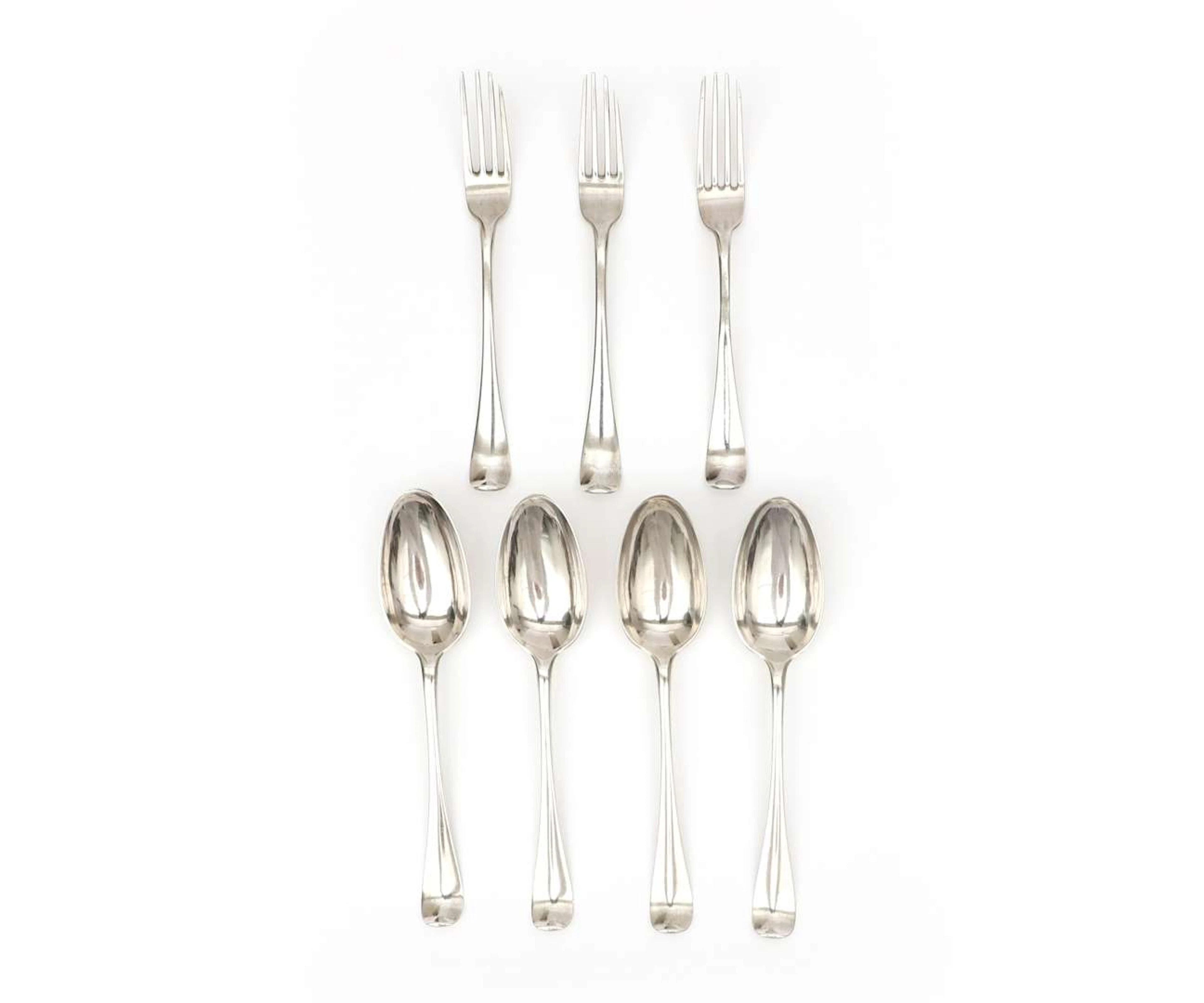 A seven-piece silver cutlery set, Holland, The Hague, 1779