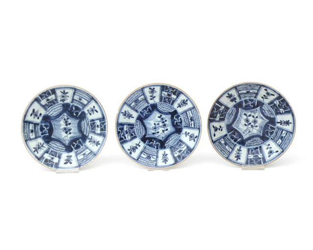 Three porcelain plates, China, 18th century