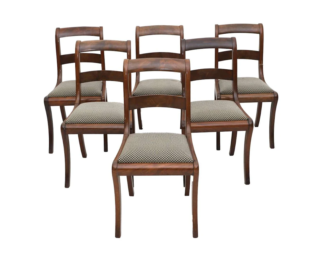 Six Biedermeier-style dining chairs, 20th century
