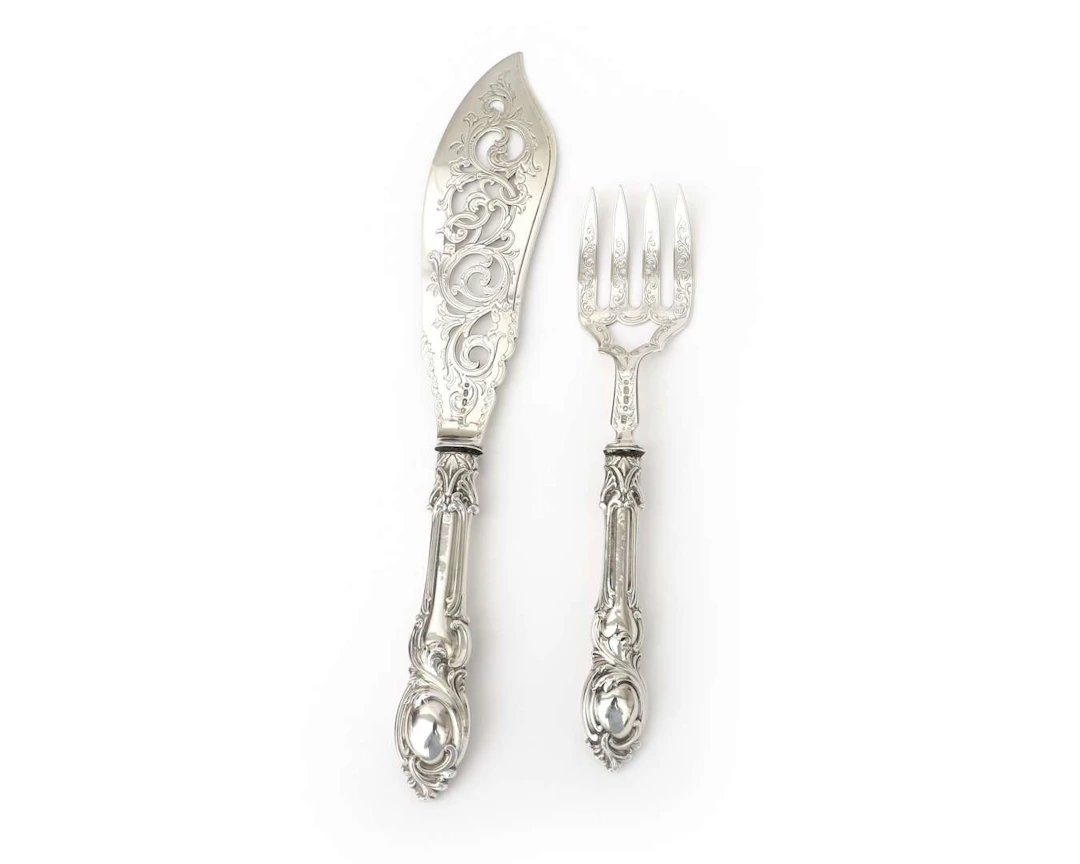 A silver fish cutlery set, England, Birmingham, 1868