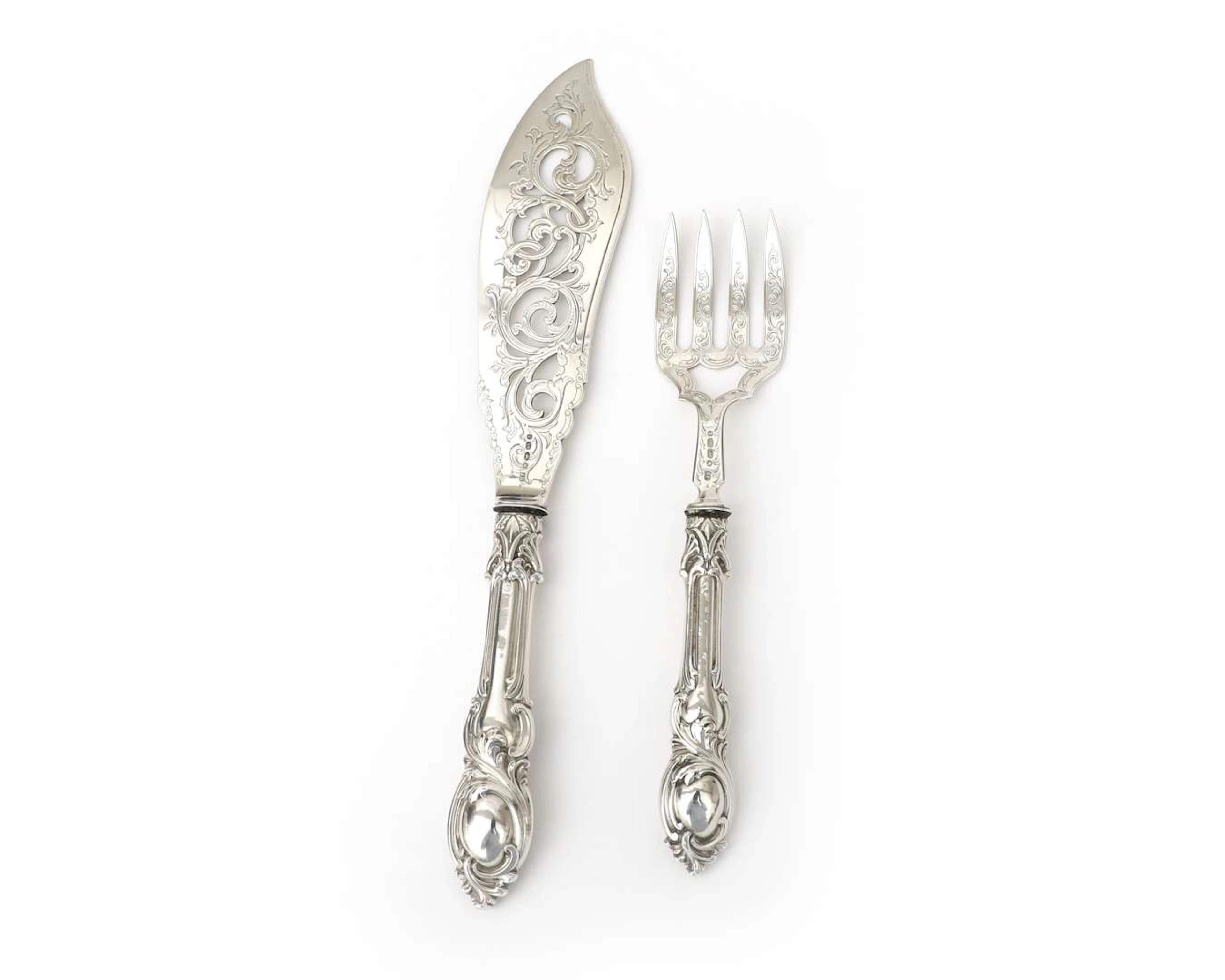 A silver fish cutlery set, England, Birmingham, 1868