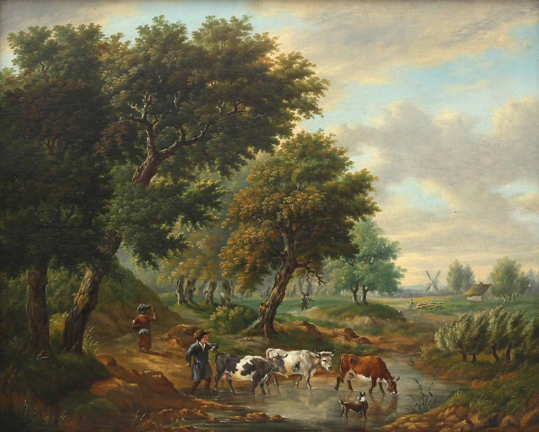 Louis Pierre Verwée [Verwee] (1806–1877), Wooded landscape with a